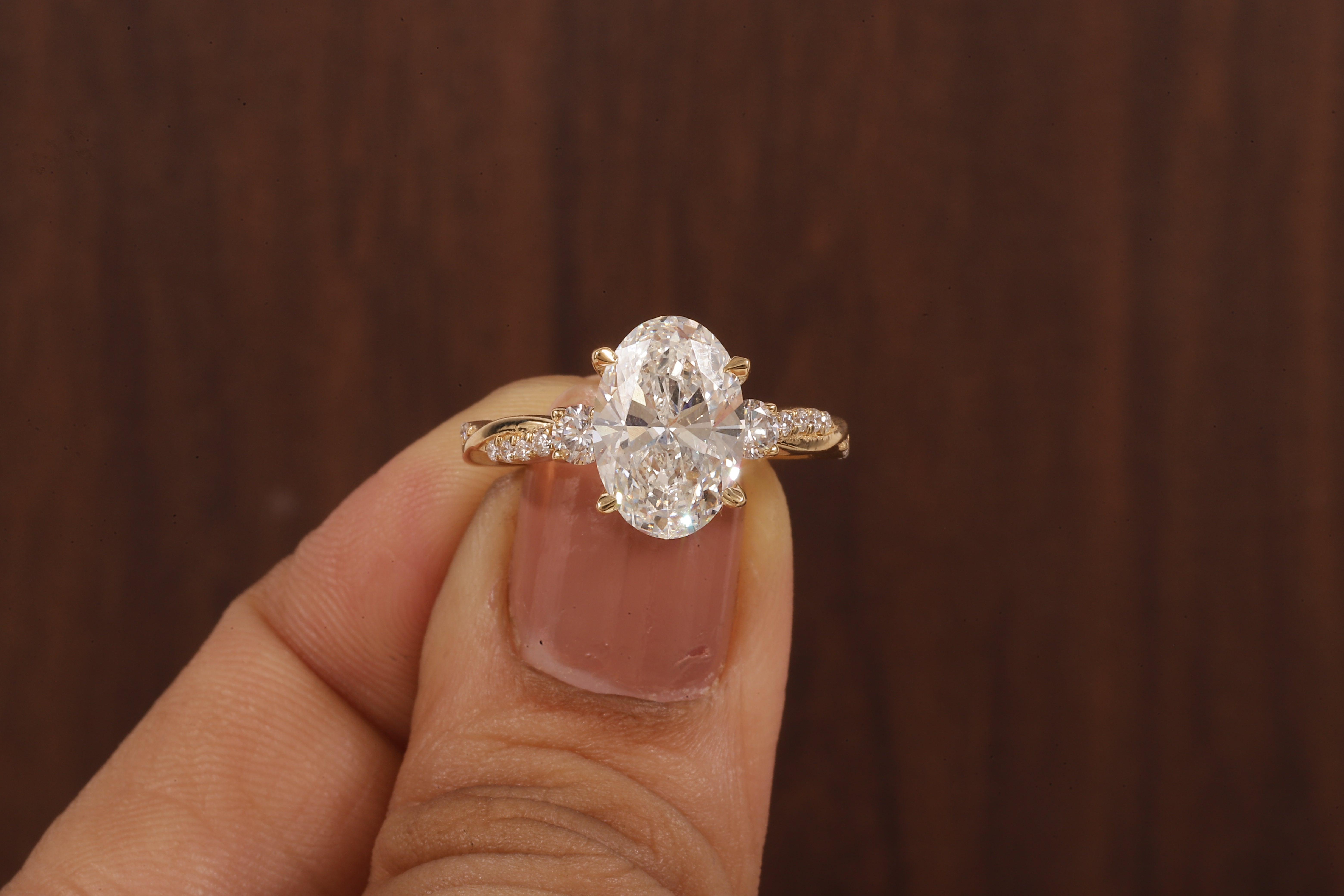 Twisted Oval Lab Grown Ring, Oval CVD Diamond Engagement Ring, Twisted Engagement Ring, Promise Ring
