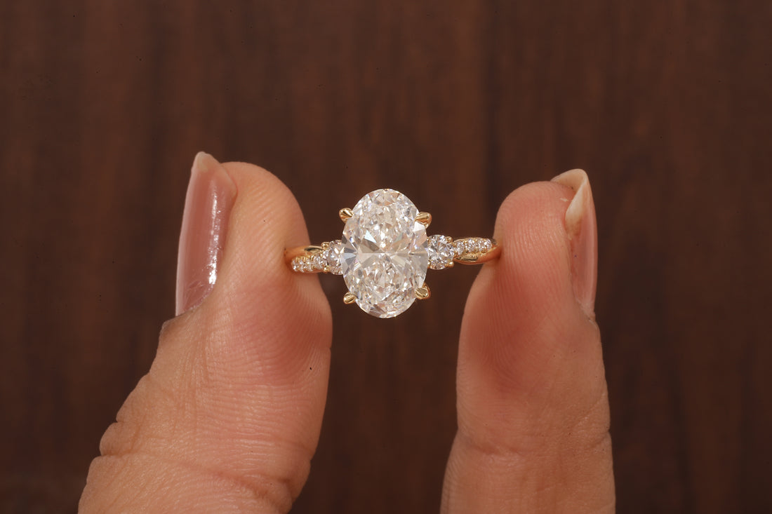 Twisted Oval Lab Grown Ring, Oval CVD Diamond Engagement Ring, Twisted Engagement Ring, Promise Ring