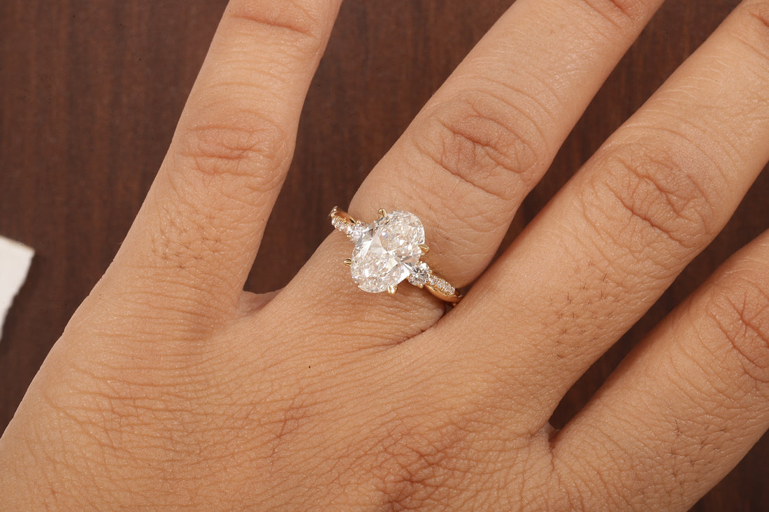 Twisted Oval Lab Grown Ring, Oval CVD Diamond Engagement Ring, Twisted Engagement Ring, Promise Ring