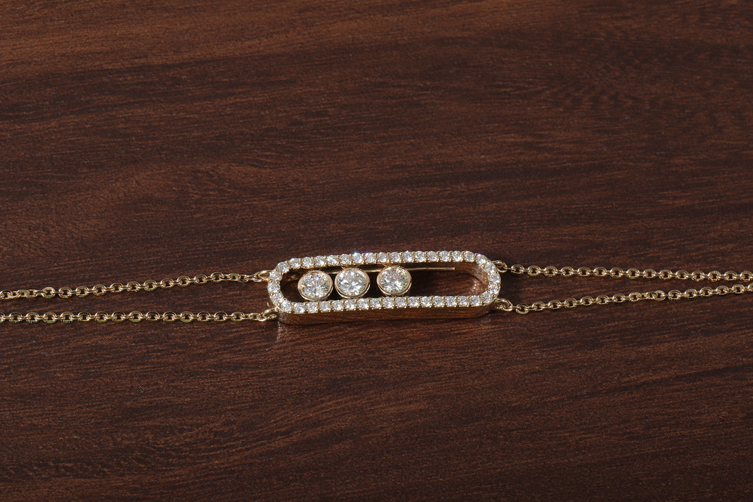 Round Lab Grown Diamond Women's Bracelet, Round Pave Movable Diamond Bracelet,
