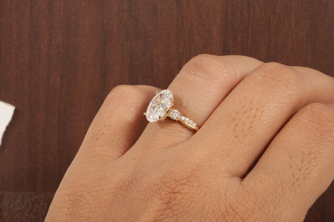 Twisted Oval Lab Grown Ring, Oval CVD Diamond Engagement Ring, Twisted Engagement Ring, Promise Ring
