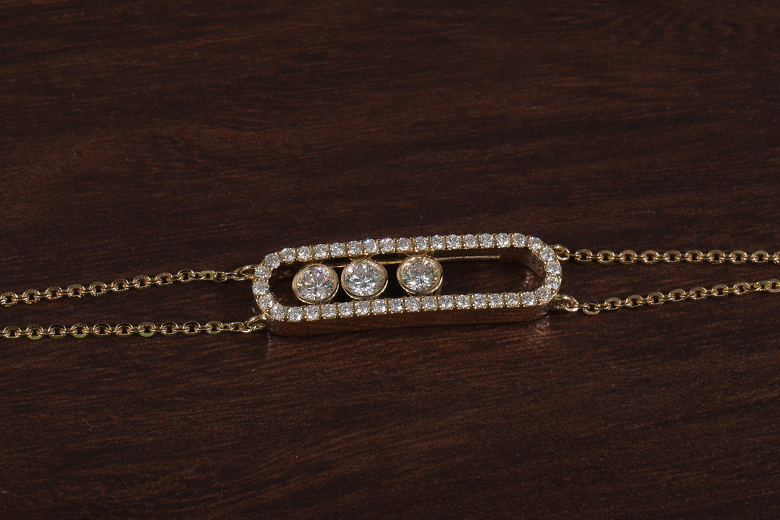 Round Lab Grown Diamond Women's Bracelet, Round Pave Movable Diamond Bracelet,