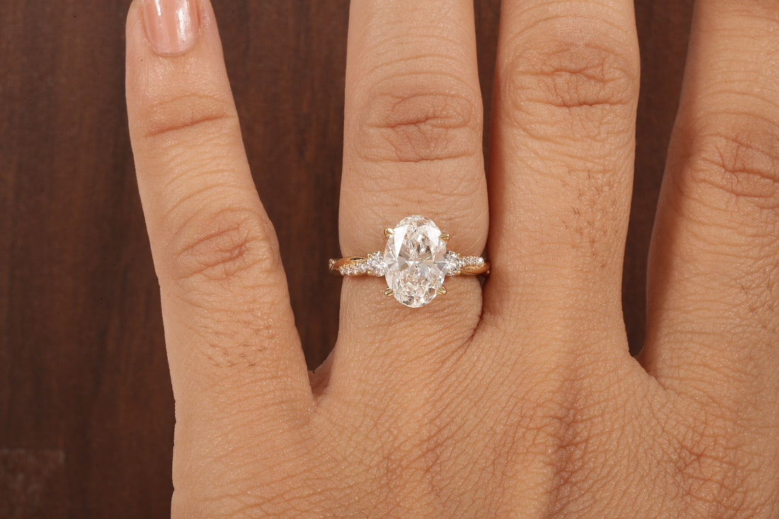 Twisted Oval Lab Grown Ring, Oval CVD Diamond Engagement Ring, Twisted Engagement Ring, Promise Ring