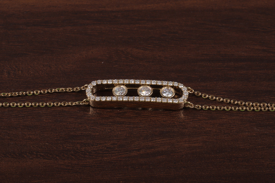 Round Lab Grown Diamond Women's Bracelet, Round Pave Movable Diamond Bracelet,