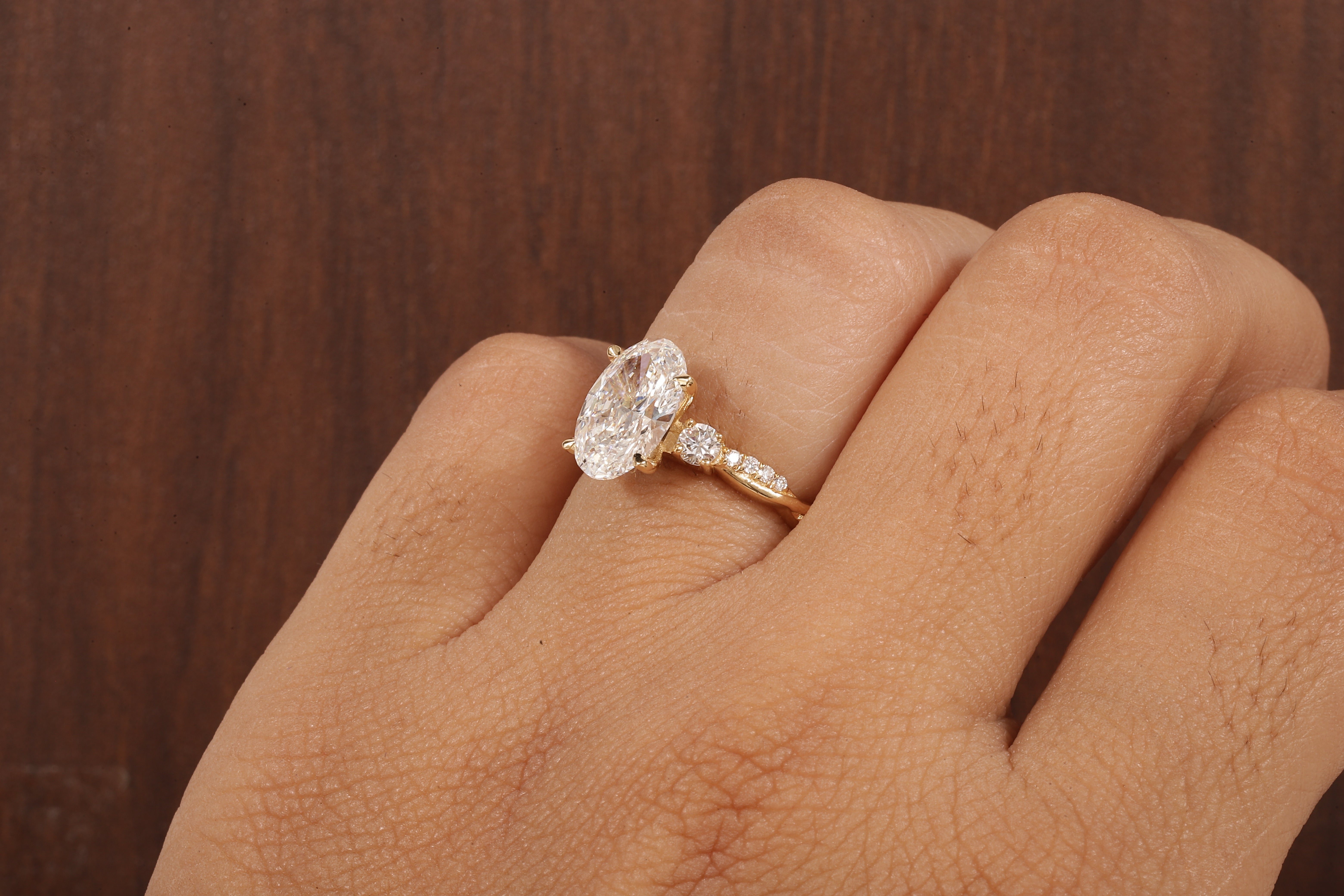 Twisted Oval Lab Grown Ring, Oval CVD Diamond Engagement Ring, Twisted Engagement Ring, Promise Ring