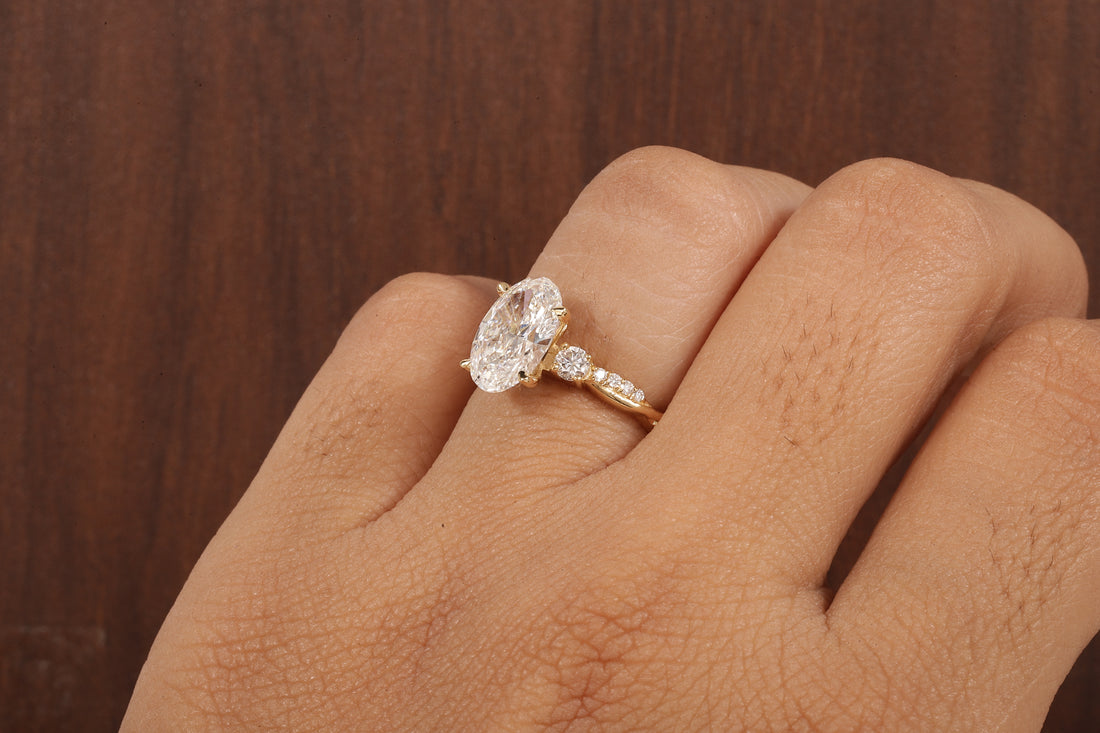 Twisted Oval Lab Grown Ring, Oval CVD Diamond Engagement Ring, Twisted Engagement Ring, Promise Ring