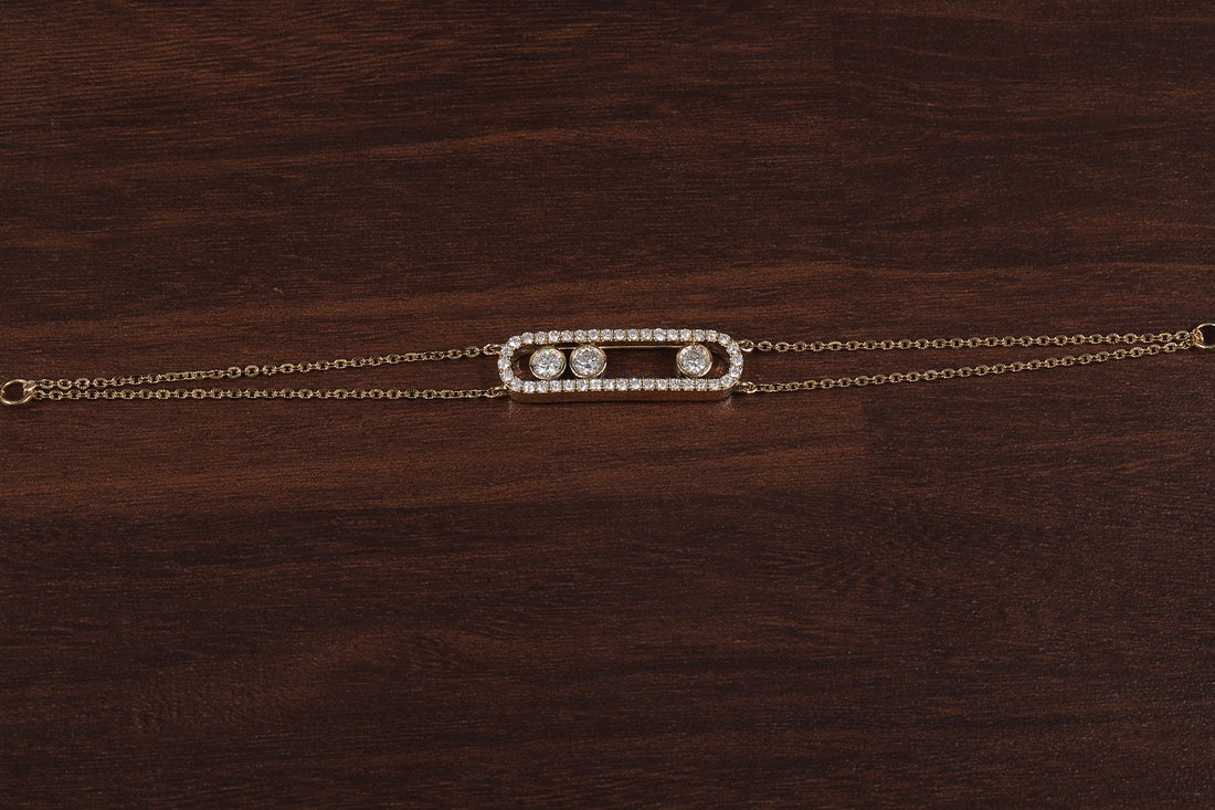 Round Lab Grown Diamond Women's Bracelet, Round Pave Movable Diamond Bracelet,