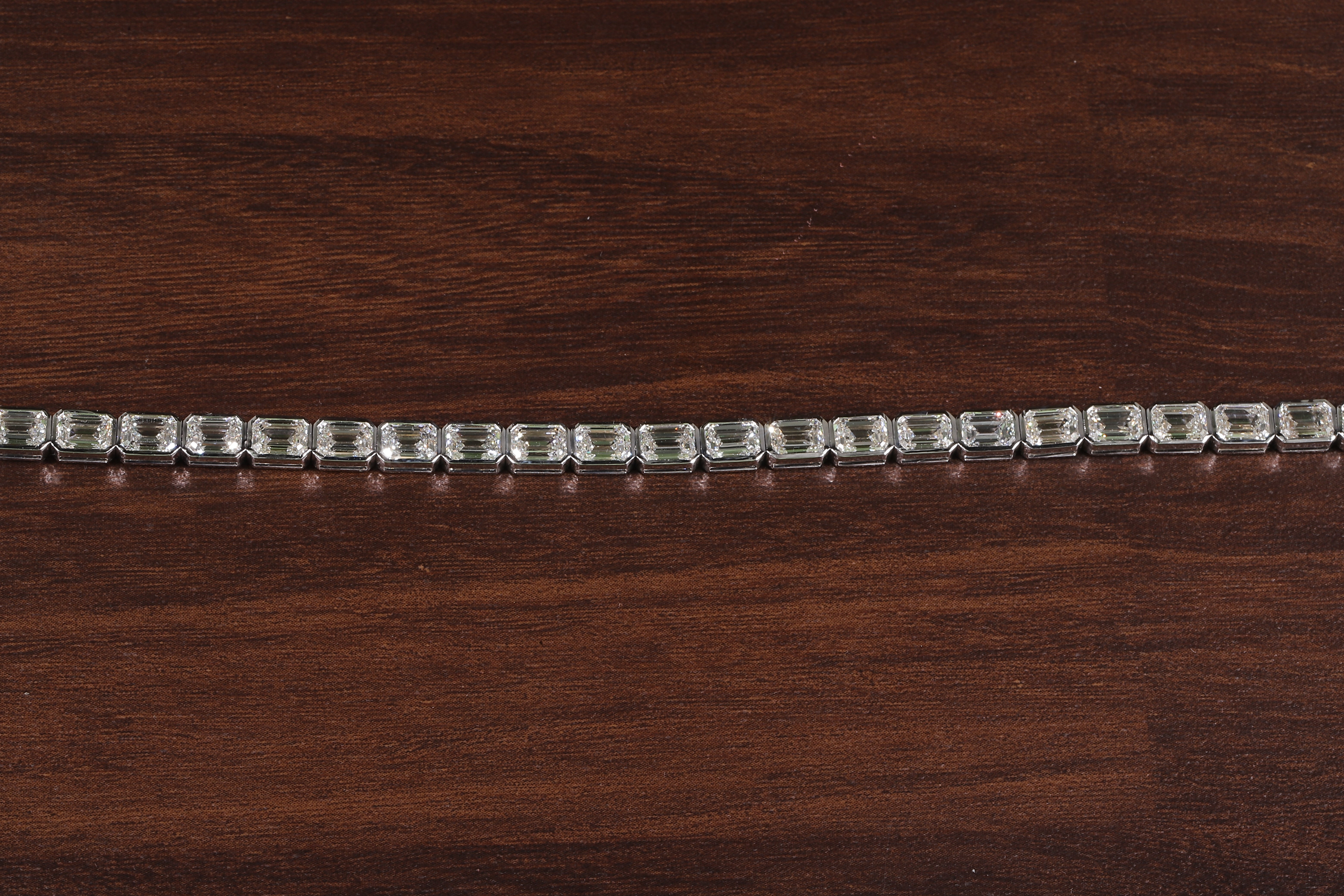 Emerald Diamond Bracelet, Emerald Lab Grown Diamond Bezel Set