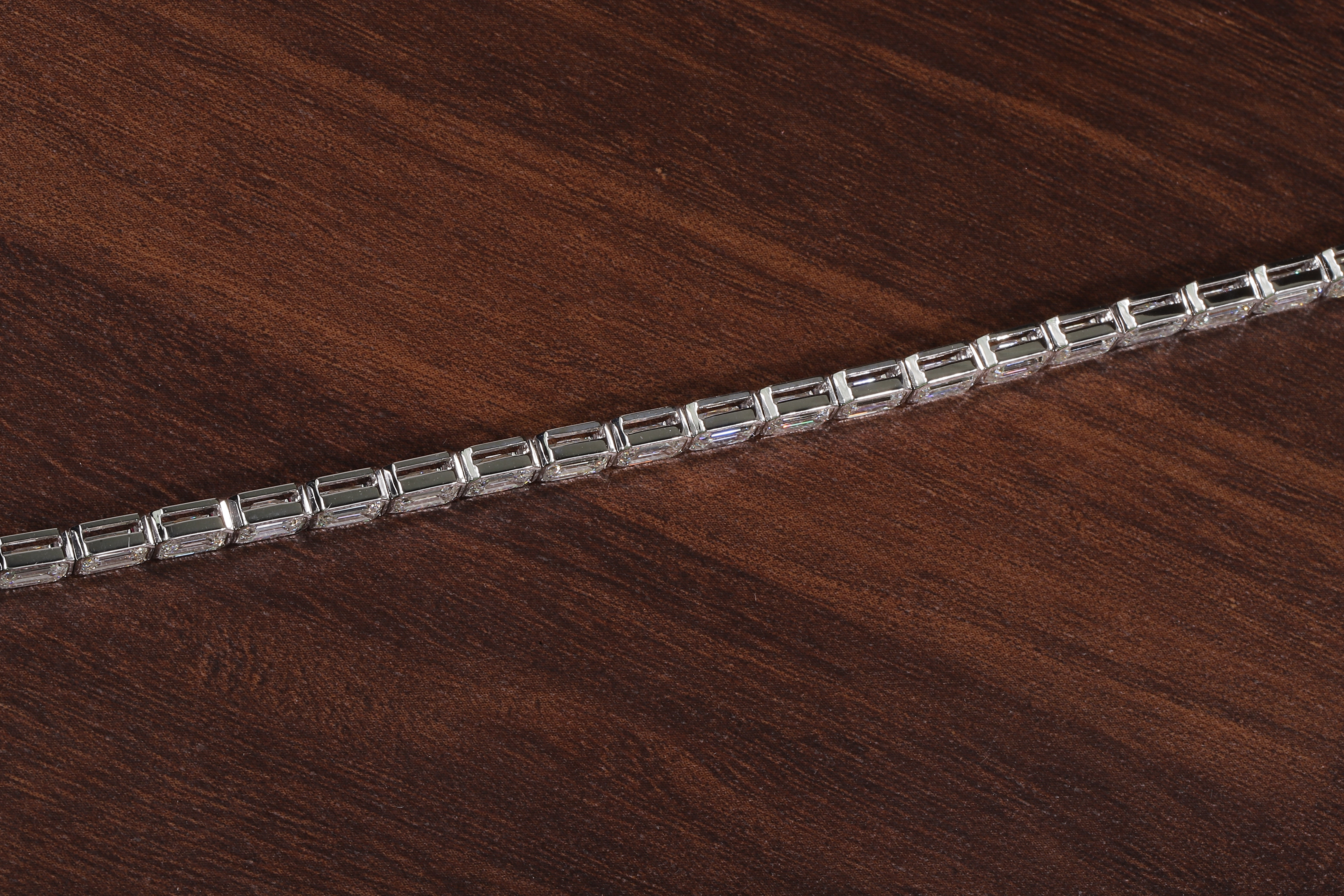 Emerald Diamond Bracelet, Emerald Lab Grown Diamond Bezel Set