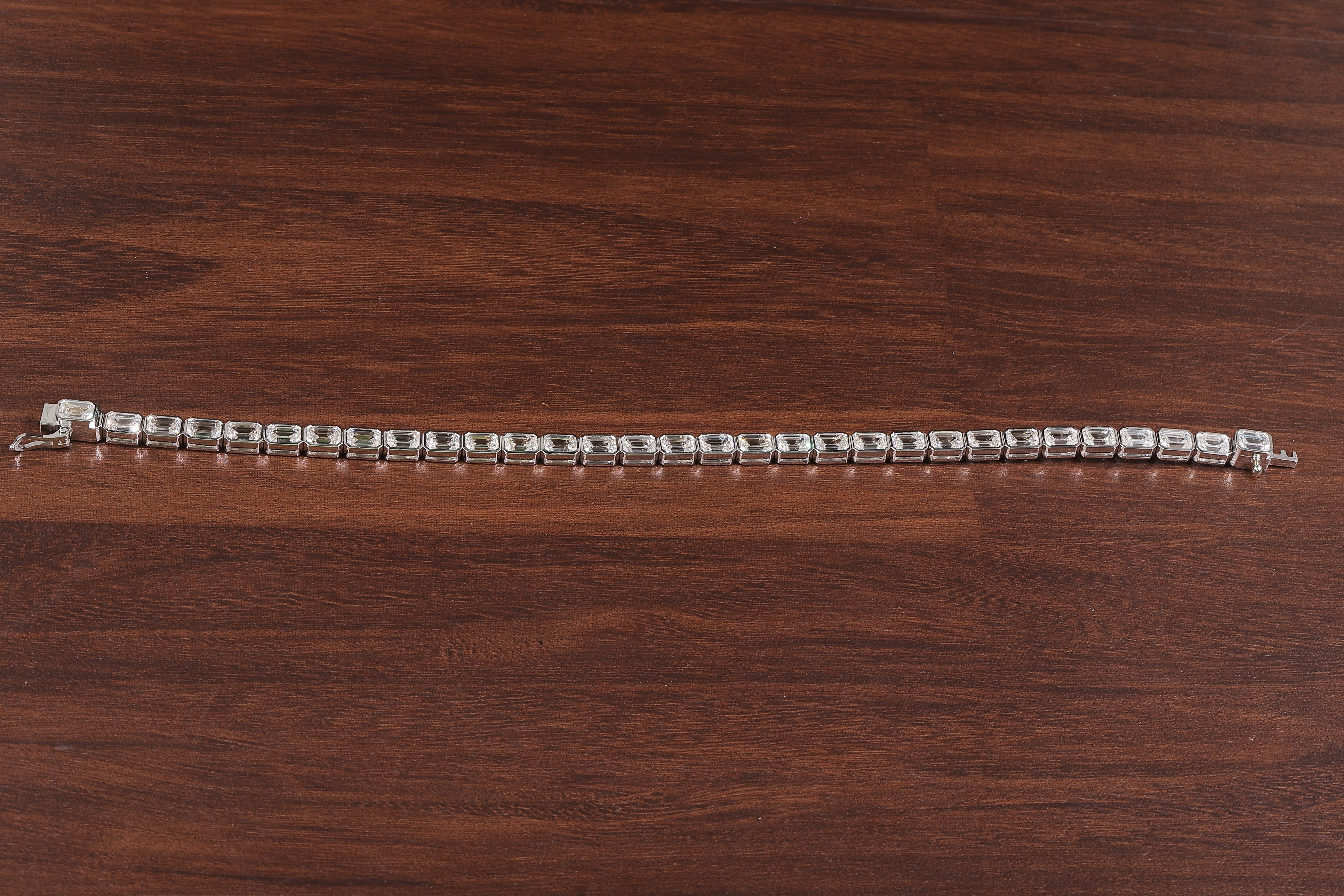 Emerald Diamond Bracelet, Emerald Lab Grown Diamond Bezel Set