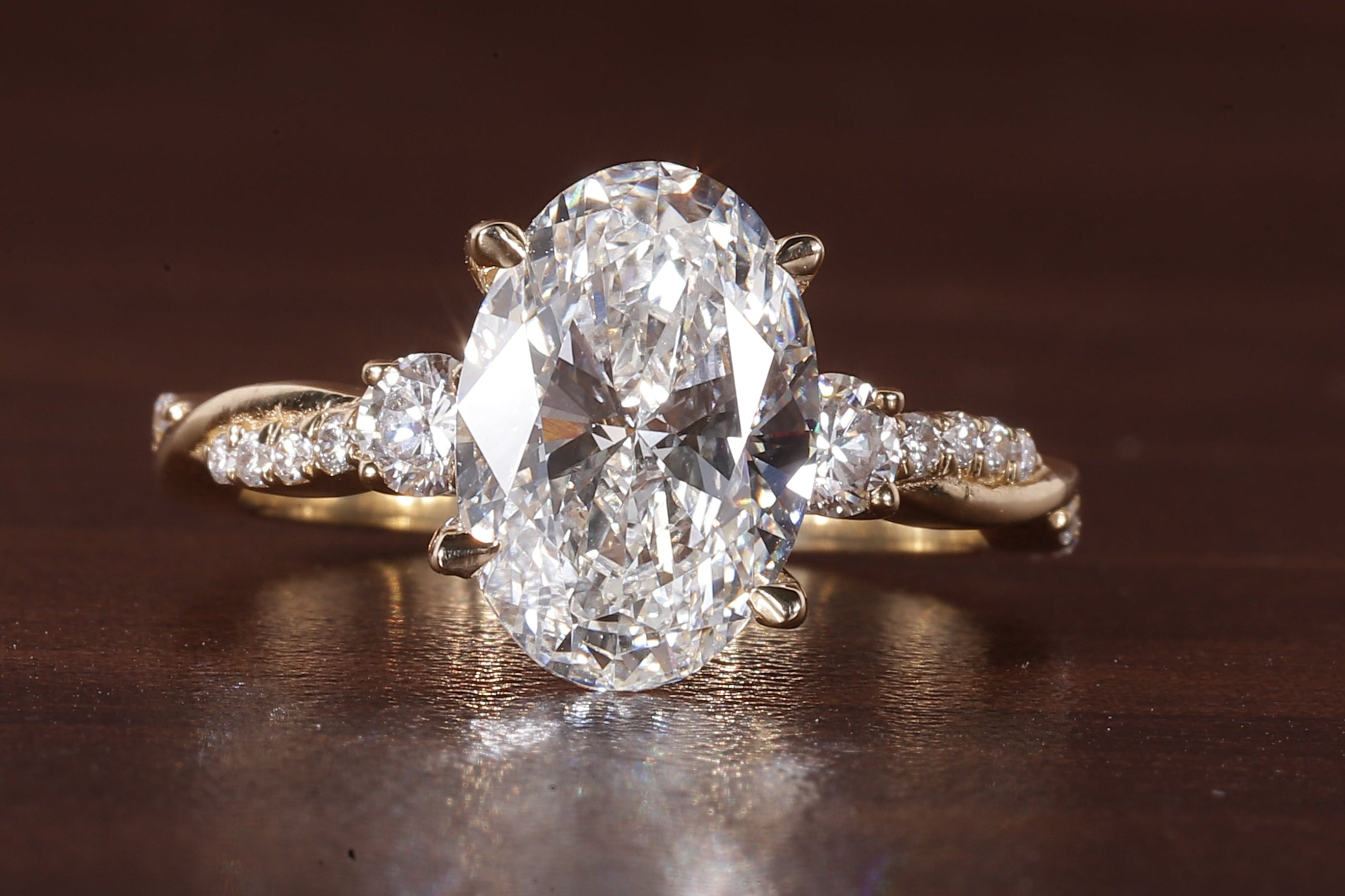 Twisted Oval Lab Grown Ring, Oval CVD Diamond Engagement Ring, Twisted Engagement Ring, Promise Ring
