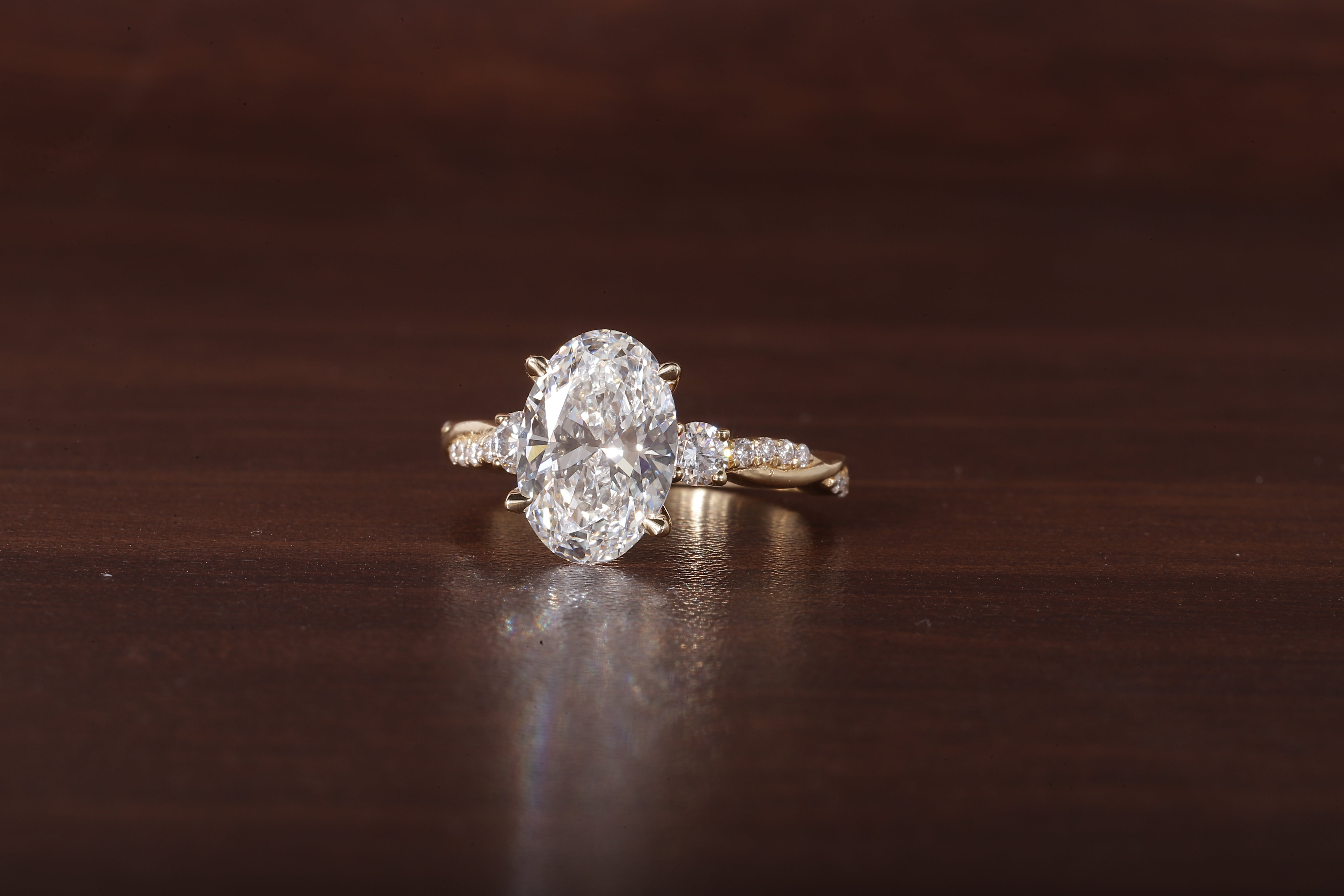 Twisted Oval Lab Grown Ring, Oval CVD Diamond Engagement Ring, Twisted Engagement Ring, Promise Ring