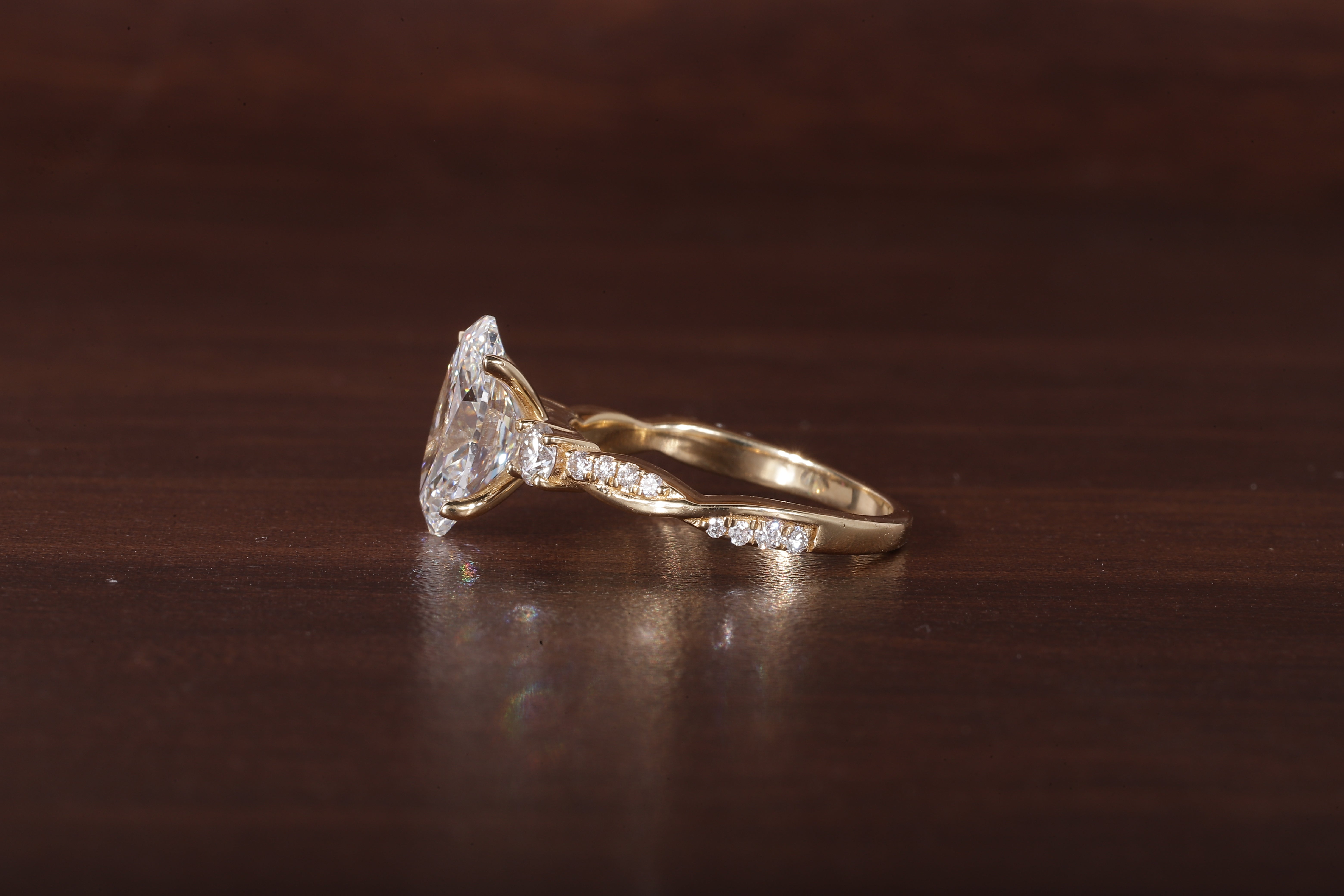 Twisted Oval Lab Grown Ring, Oval CVD Diamond Engagement Ring, Twisted Engagement Ring, Promise Ring