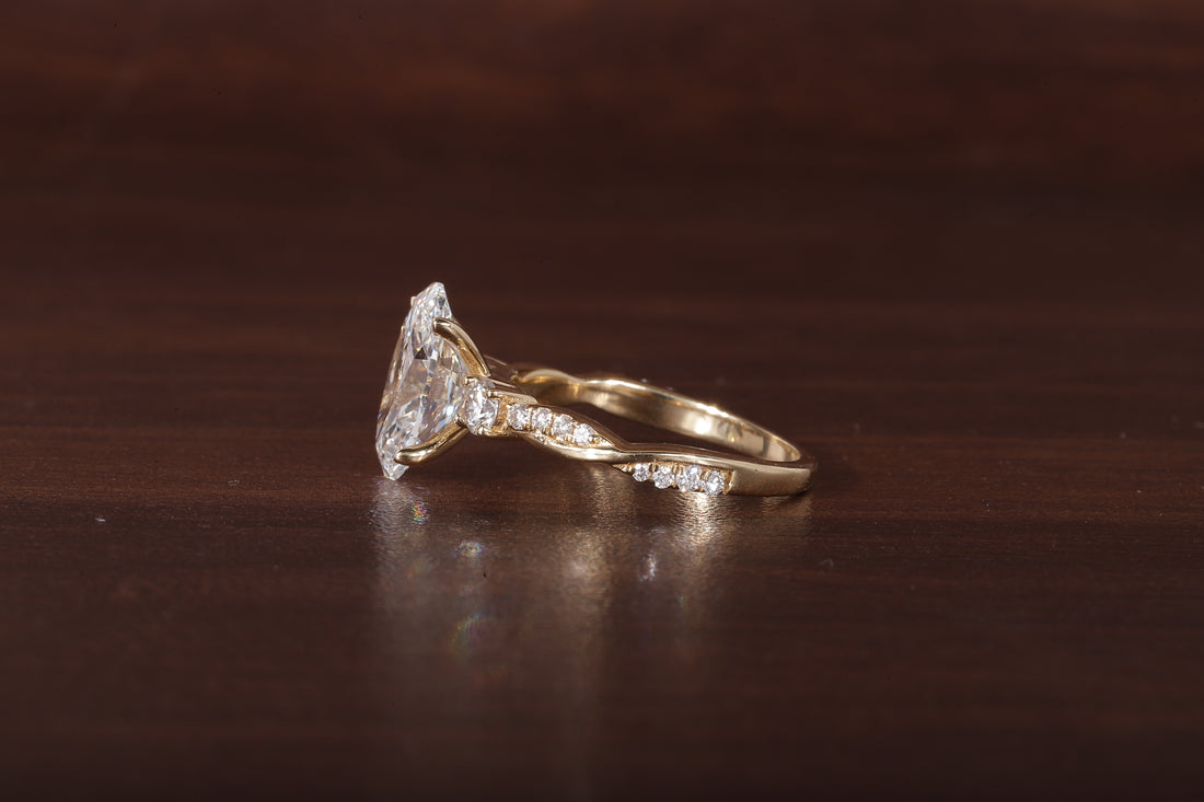 Twisted Oval Lab Grown Ring, Oval CVD Diamond Engagement Ring, Twisted Engagement Ring, Promise Ring