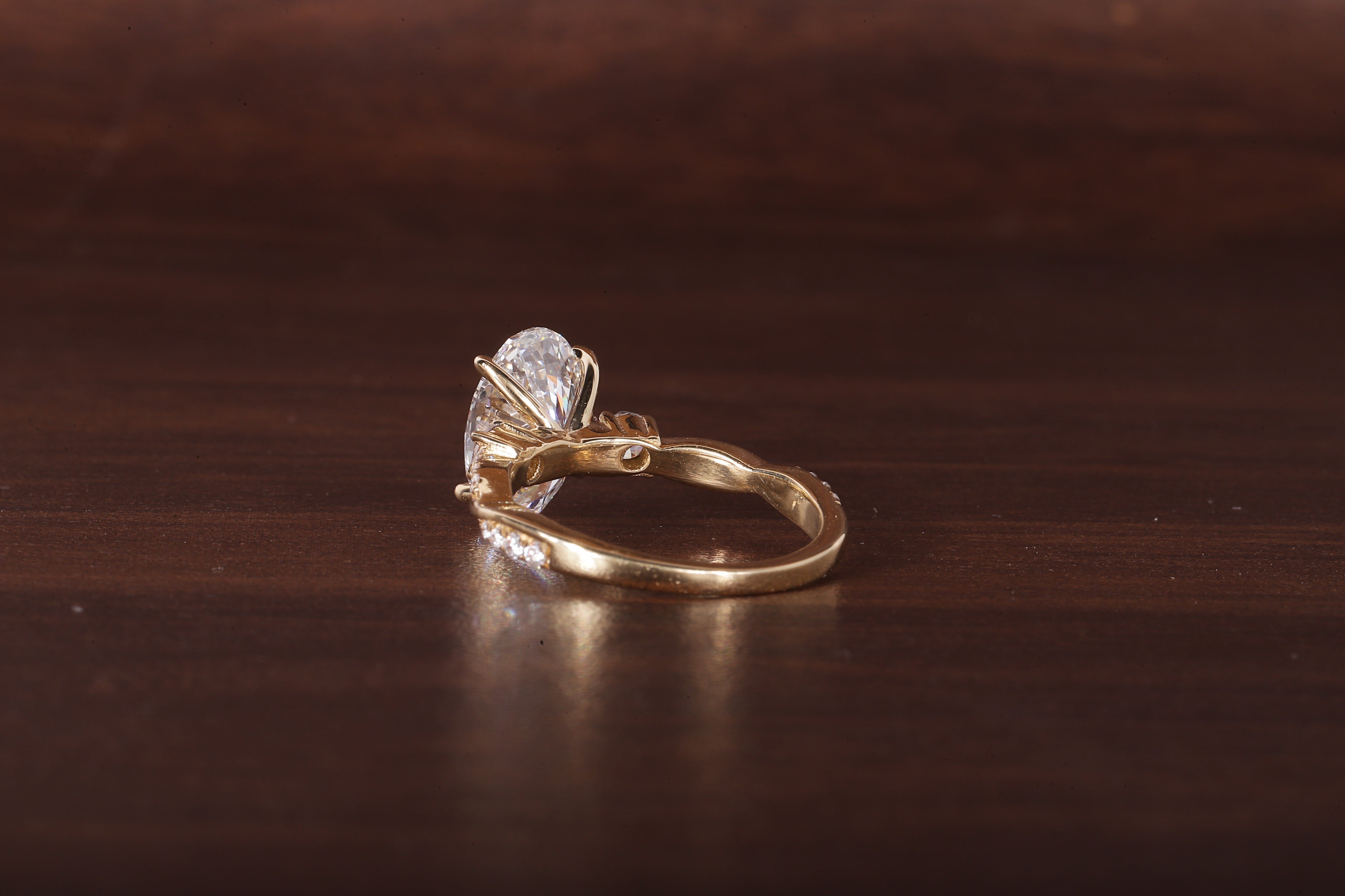 Twisted Oval Lab Grown Ring, Oval CVD Diamond Engagement Ring, Twisted Engagement Ring, Promise Ring