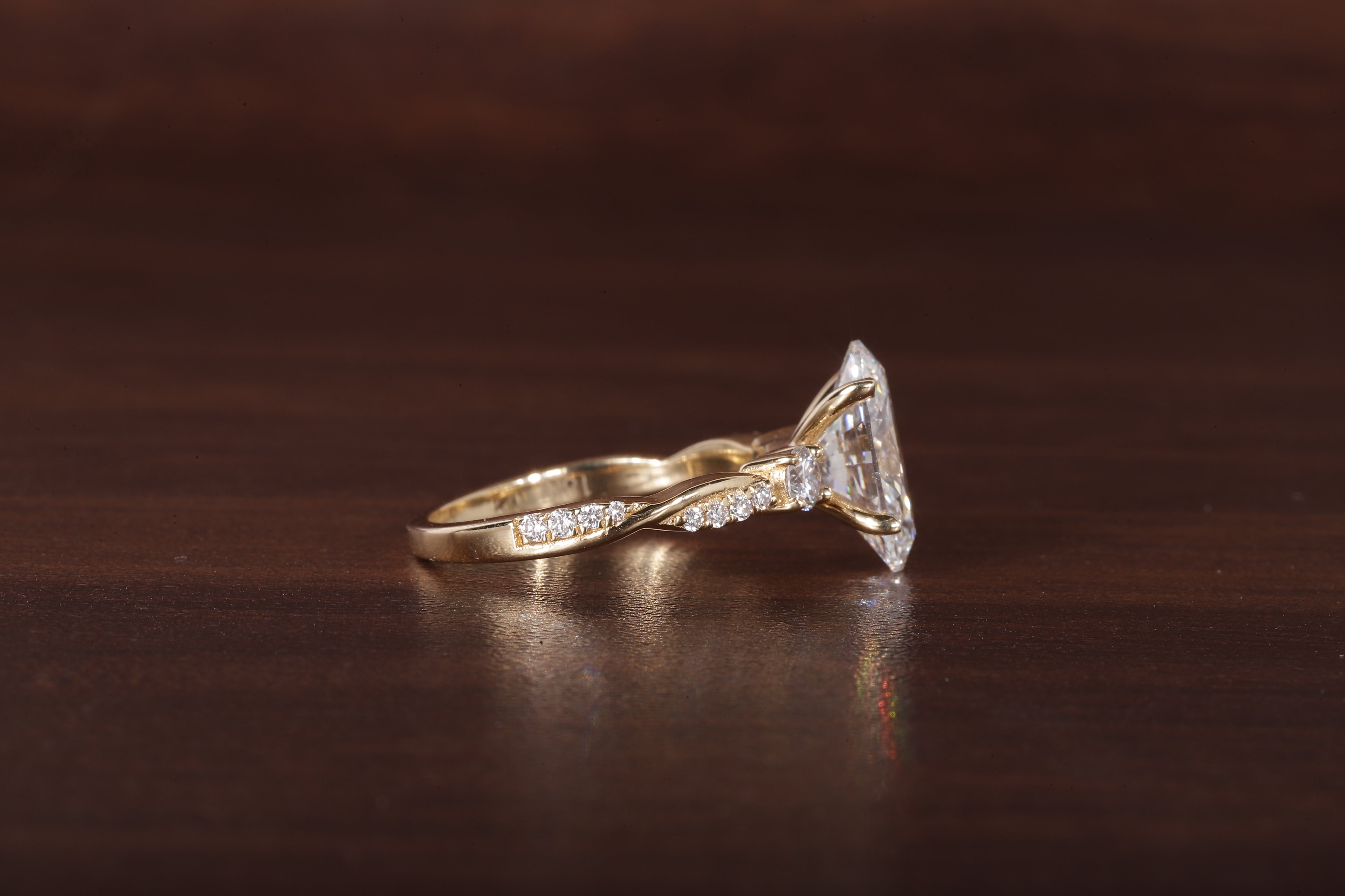 Twisted Oval Lab Grown Ring, Oval CVD Diamond Engagement Ring, Twisted Engagement Ring, Promise Ring