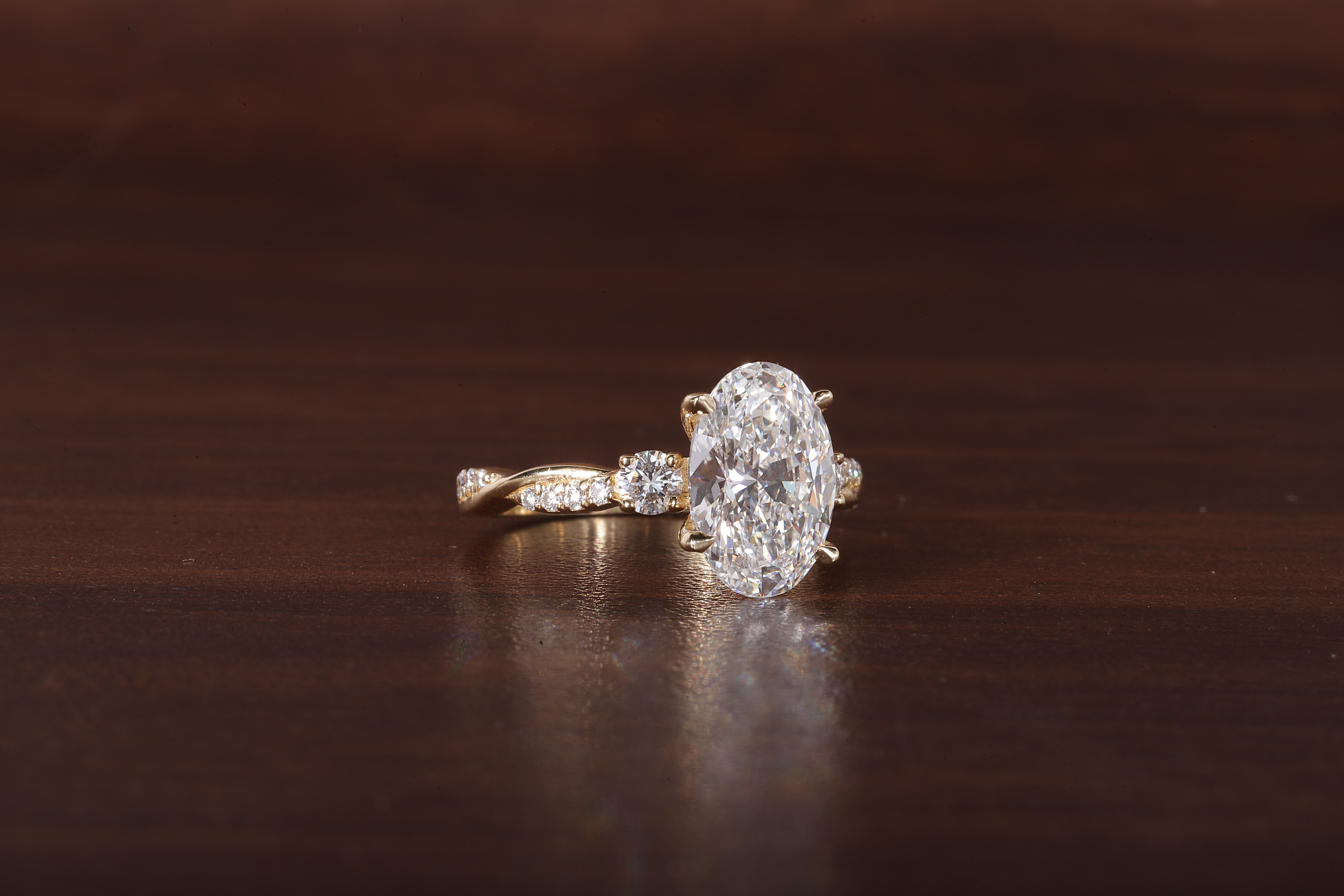 Twisted Oval Lab Grown Ring, Oval CVD Diamond Engagement Ring, Twisted Engagement Ring, Promise Ring