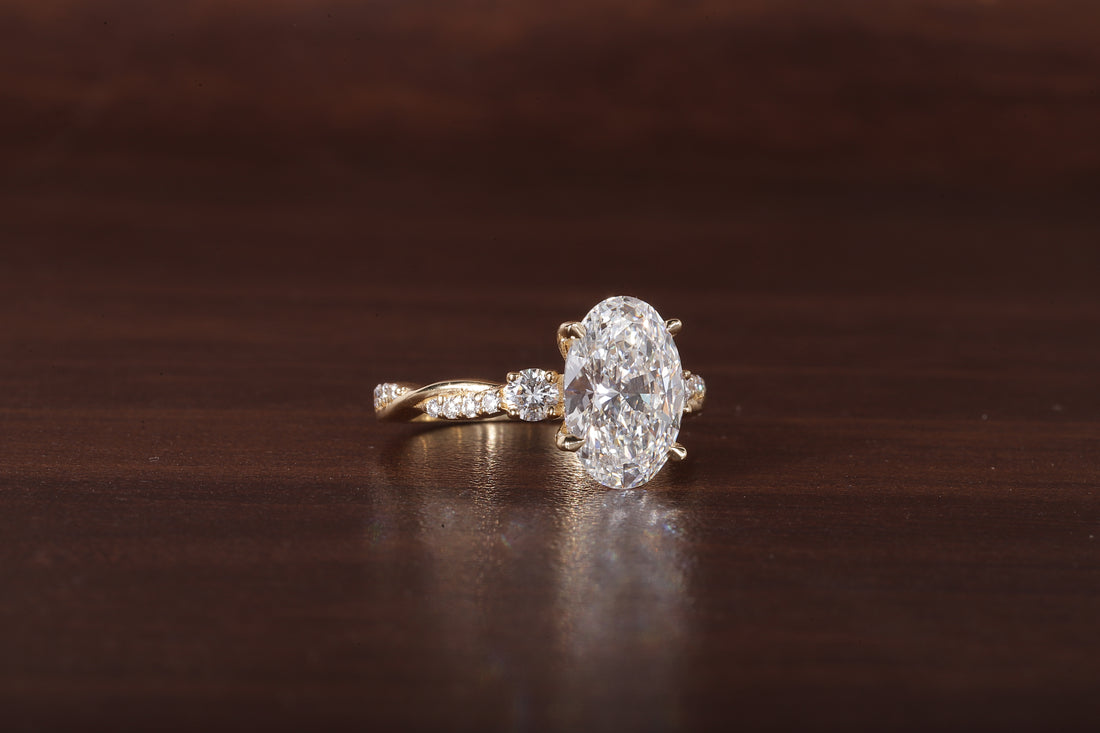 Twisted Oval Lab Grown Ring, Oval CVD Diamond Engagement Ring, Twisted Engagement Ring, Promise Ring