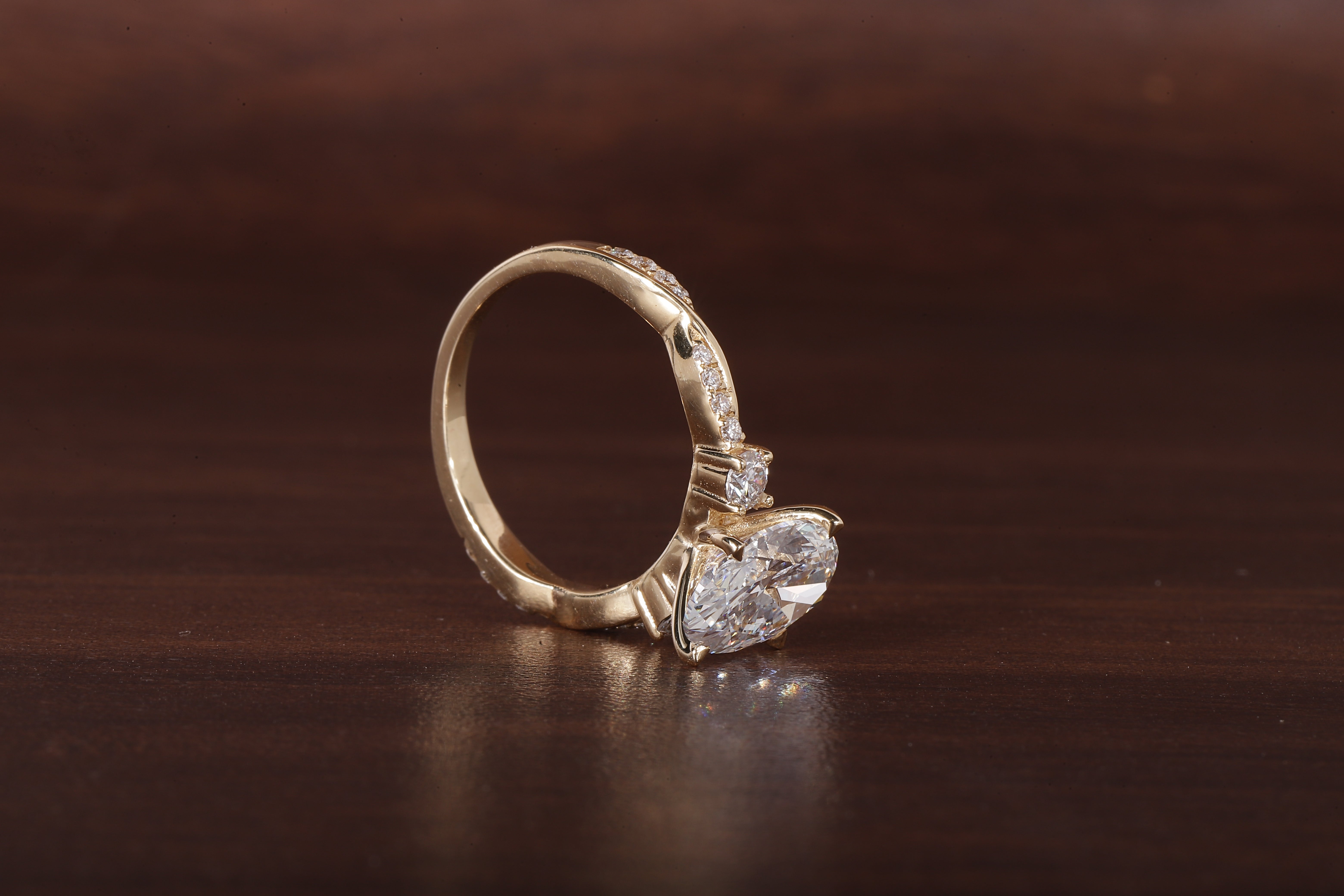 Twisted Oval Lab Grown Ring, Oval CVD Diamond Engagement Ring, Twisted Engagement Ring, Promise Ring