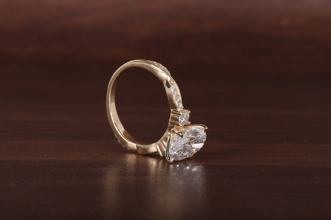 Twisted Oval Lab Grown Ring, Oval CVD Diamond Engagement Ring, Twisted Engagement Ring, Promise Ring