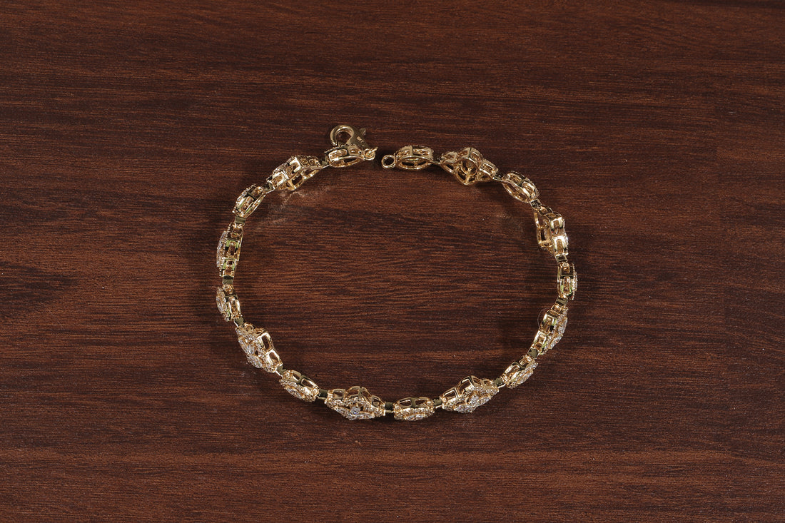 Marquise Round Lab Grown Diamond Bracelet, Flower shape