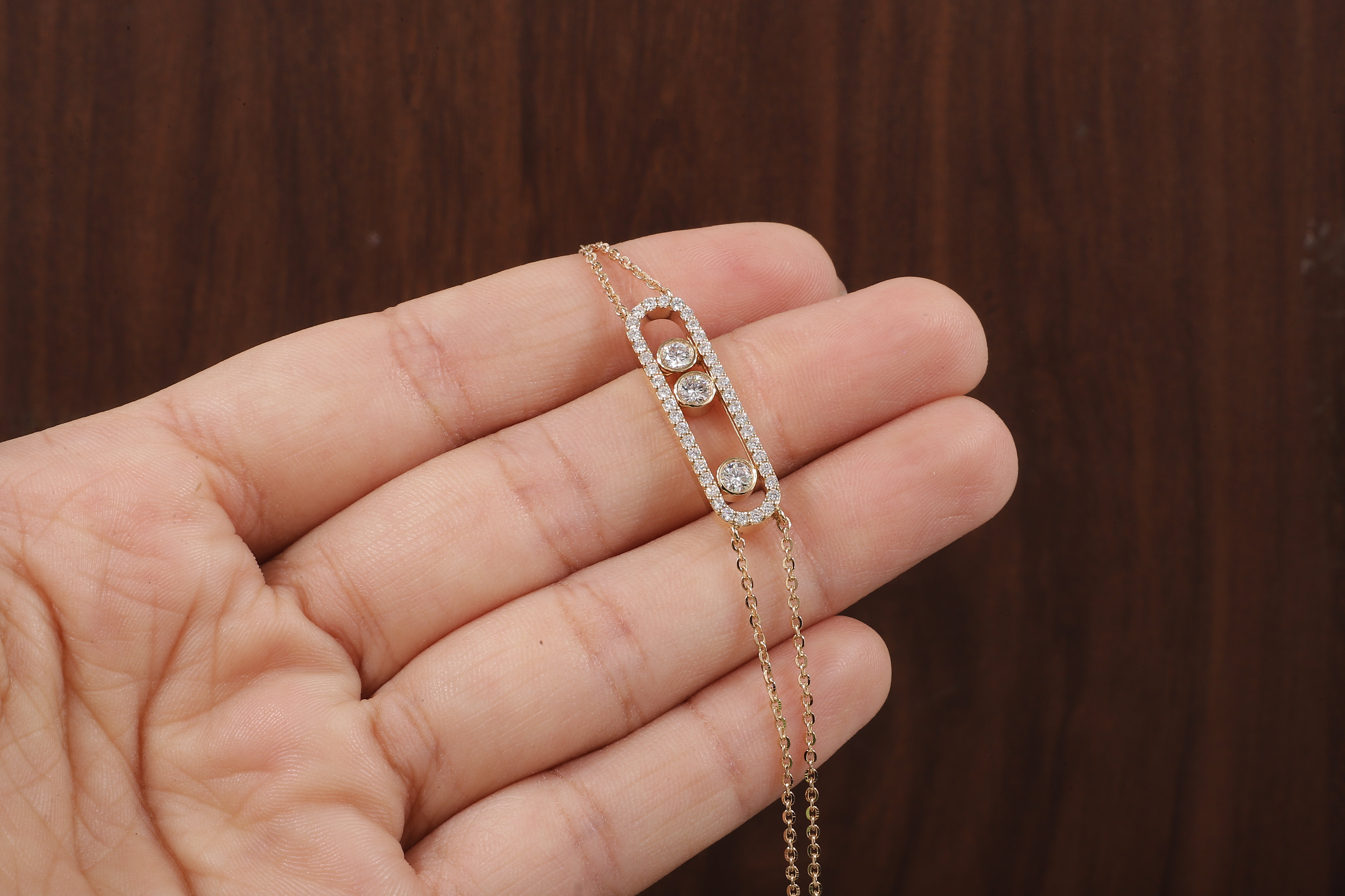 Round Lab Grown Diamond Women's Bracelet, Round Pave Movable Diamond Bracelet,