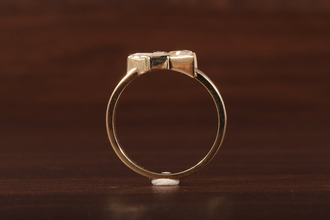kite shaped moissanite bezel set engagement ring, unique kite moissanite wedding ring