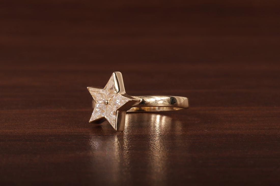kite shaped moissanite bezel set engagement ring, unique kite moissanite wedding ring