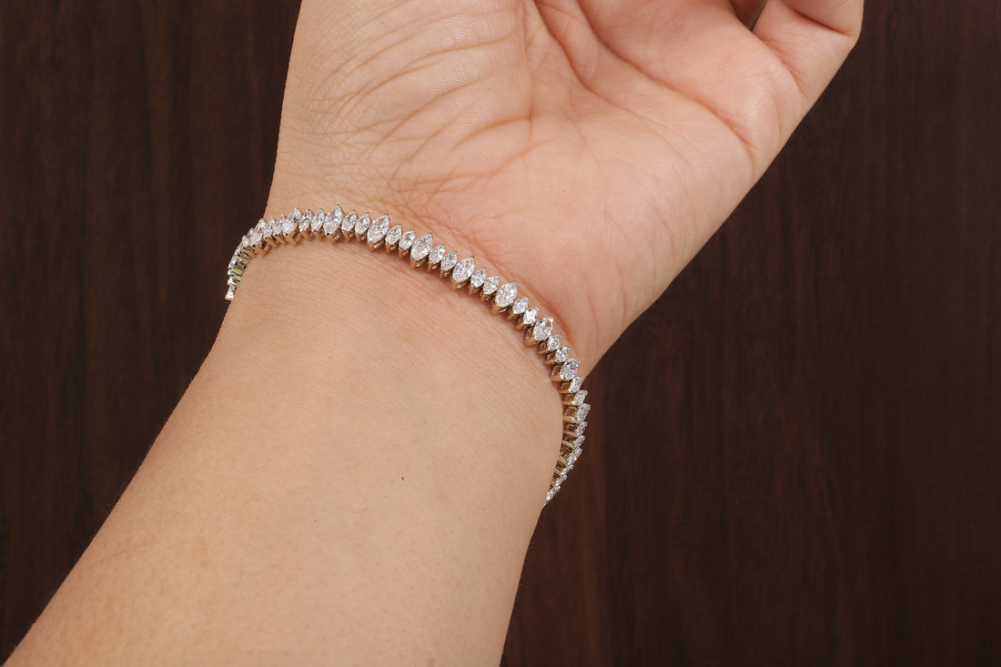 Marquise Diamond Tennis Bracelet, Marquise lab Grown diamond