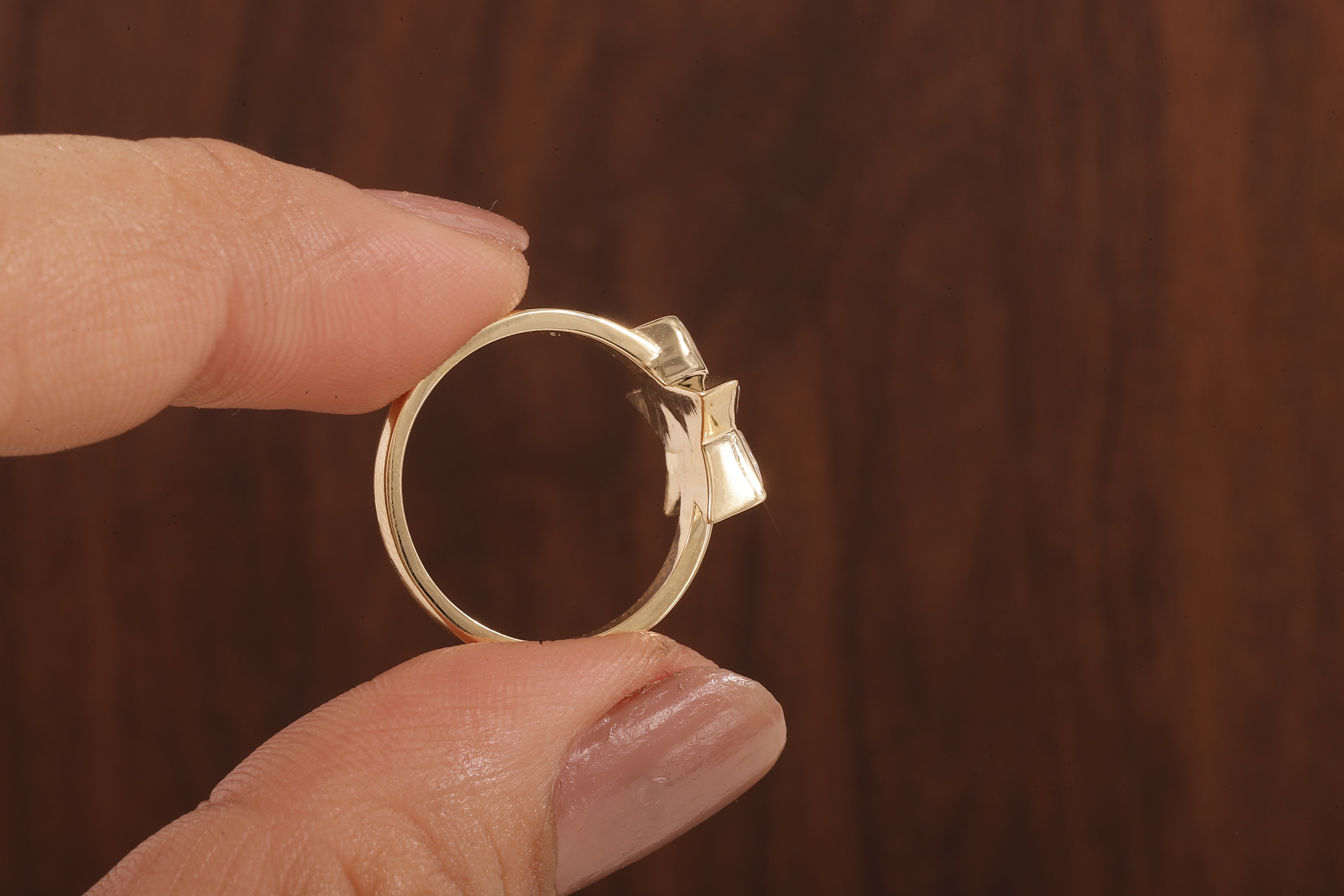 kite shaped moissanite bezel set engagement ring, unique kite moissanite wedding ring