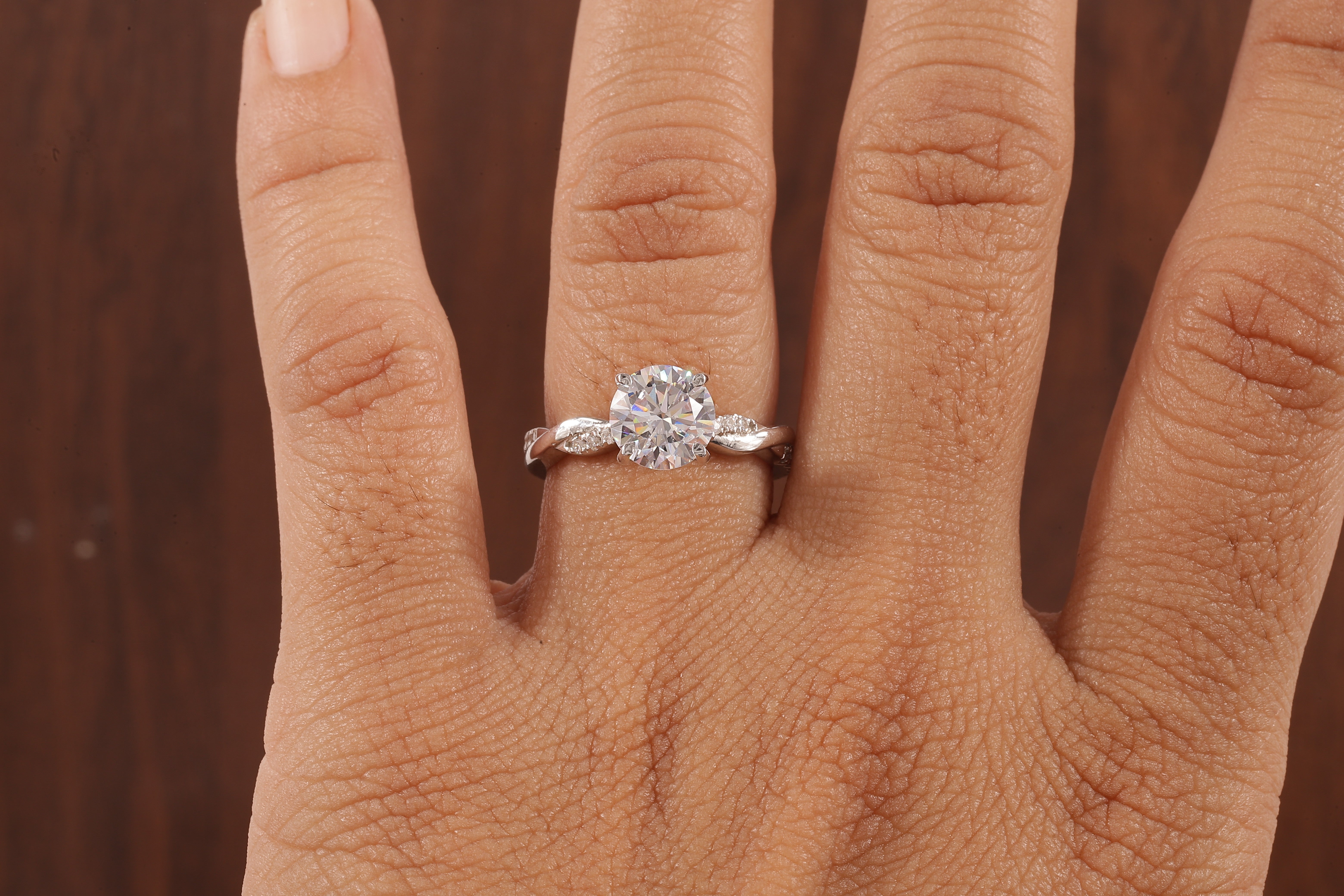 1.5 Carat Lab Grown Diamond, Twisted Engagement Ring, Vain Engagement Ring