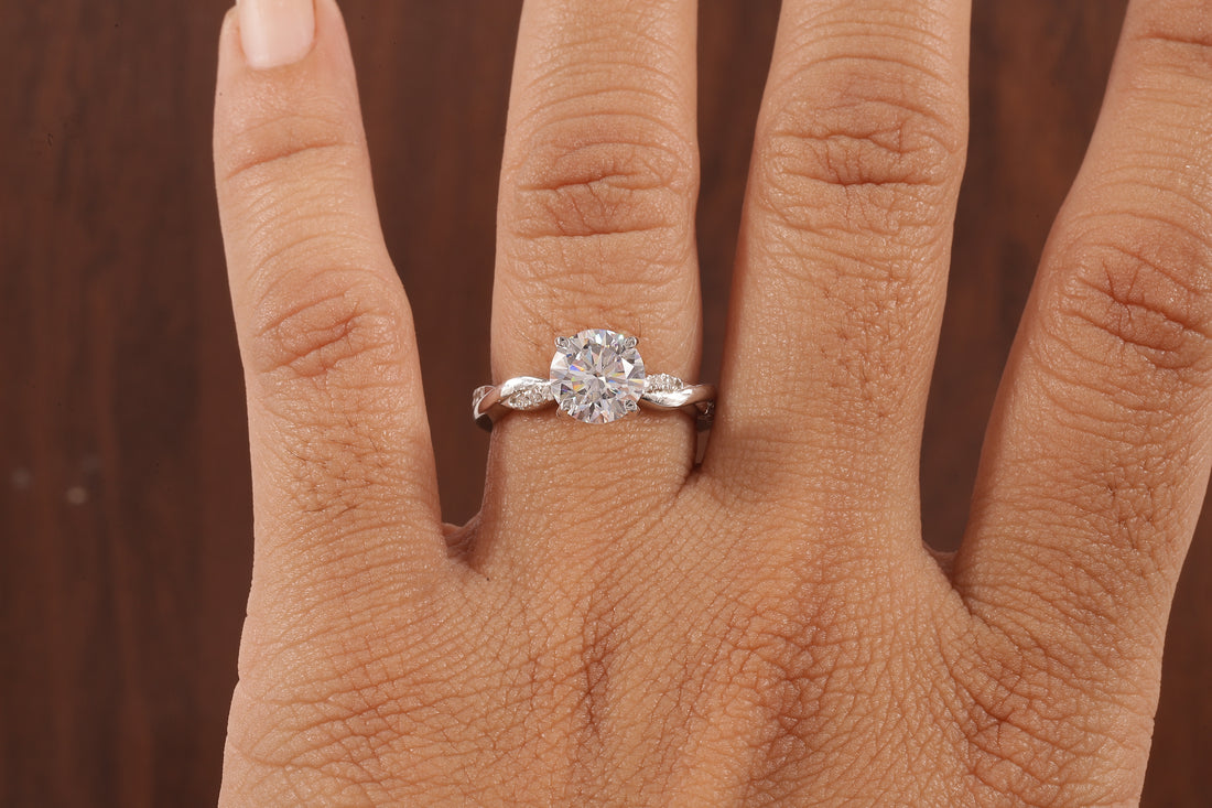 1.5 Carat Lab Grown Diamond, Twisted Engagement Ring, Vain Engagement Ring