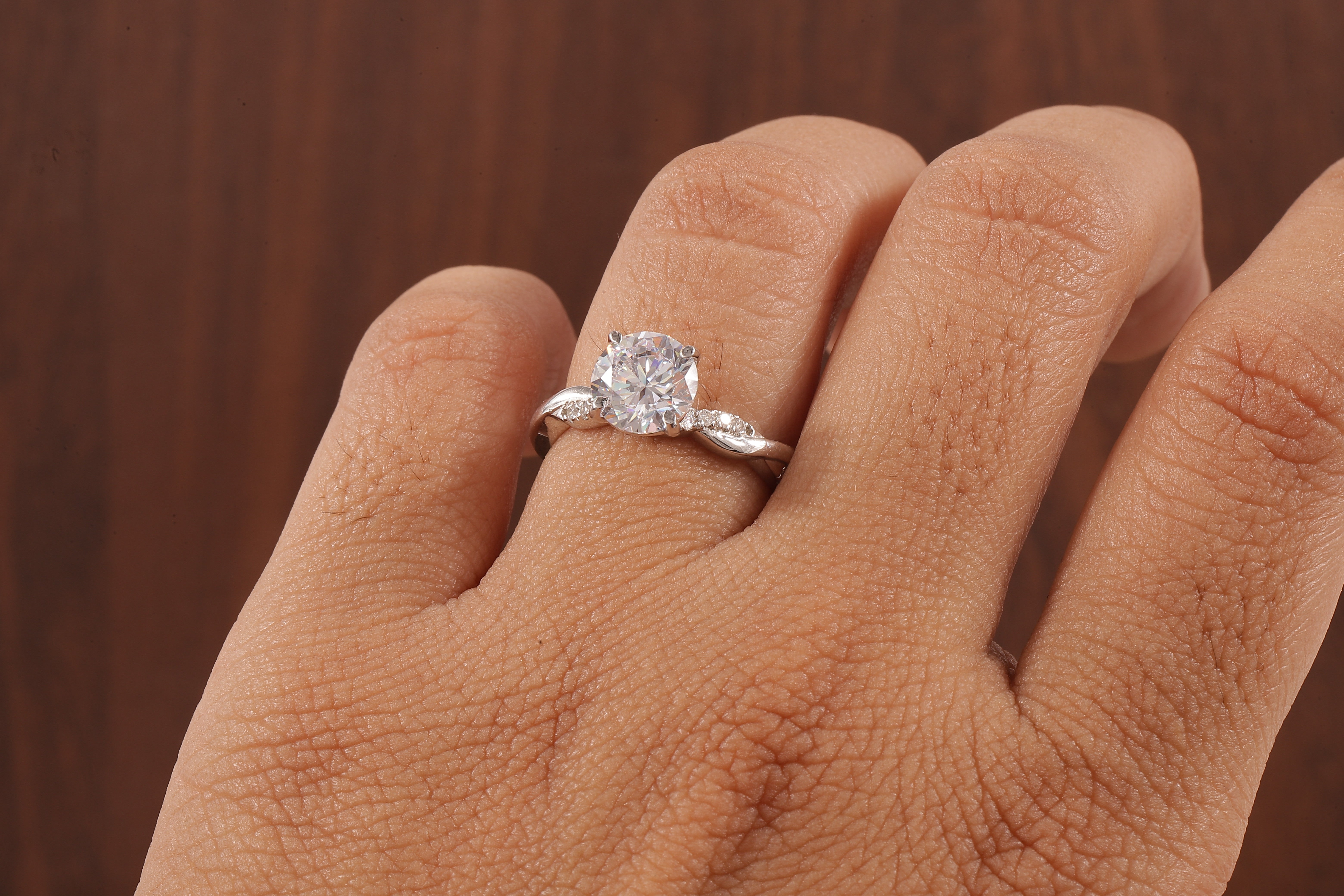 1.5 Carat Lab Grown Diamond, Twisted Engagement Ring, Vain Engagement Ring
