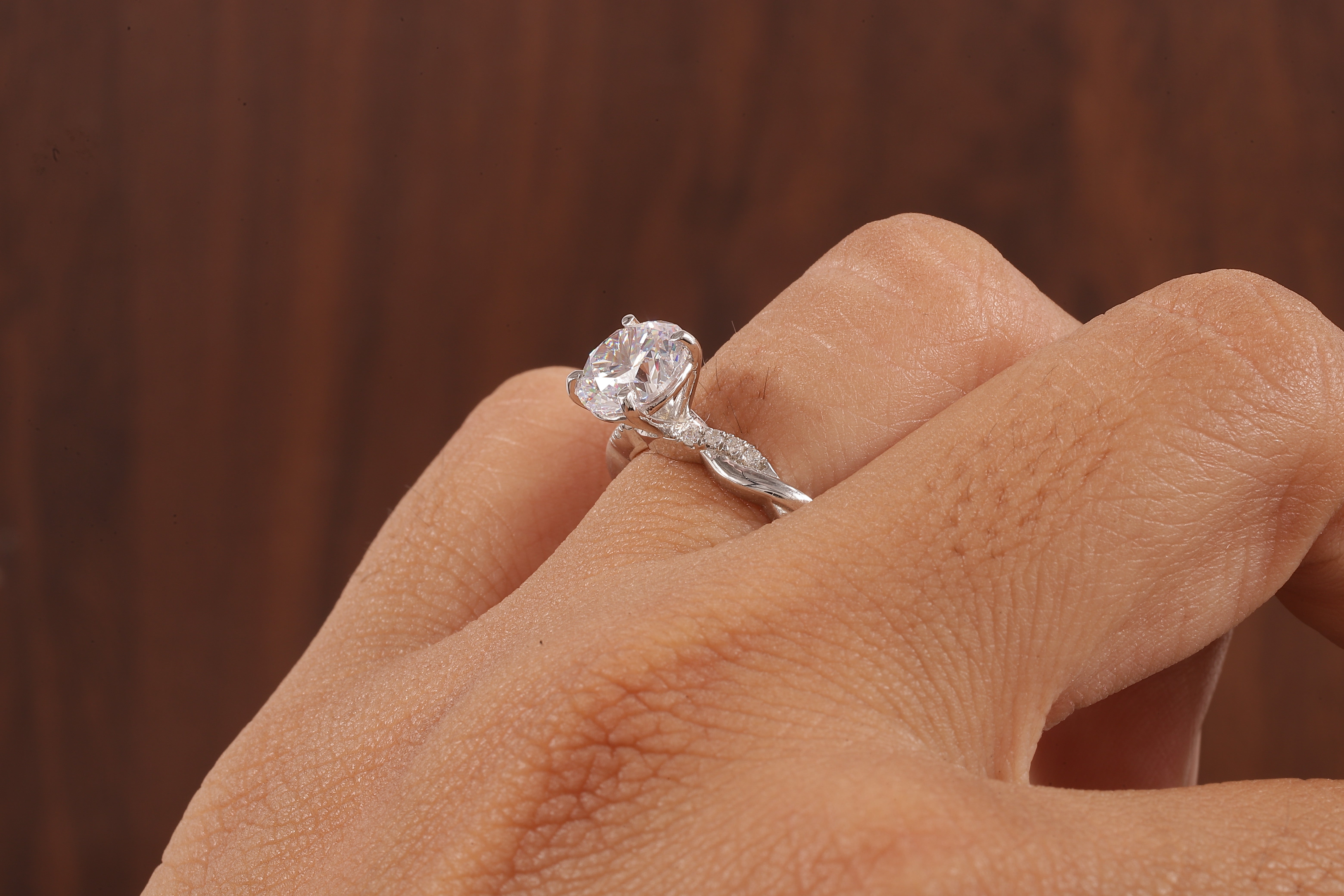1.5 Carat Lab Grown Diamond, Twisted Engagement Ring, Vain Engagement Ring