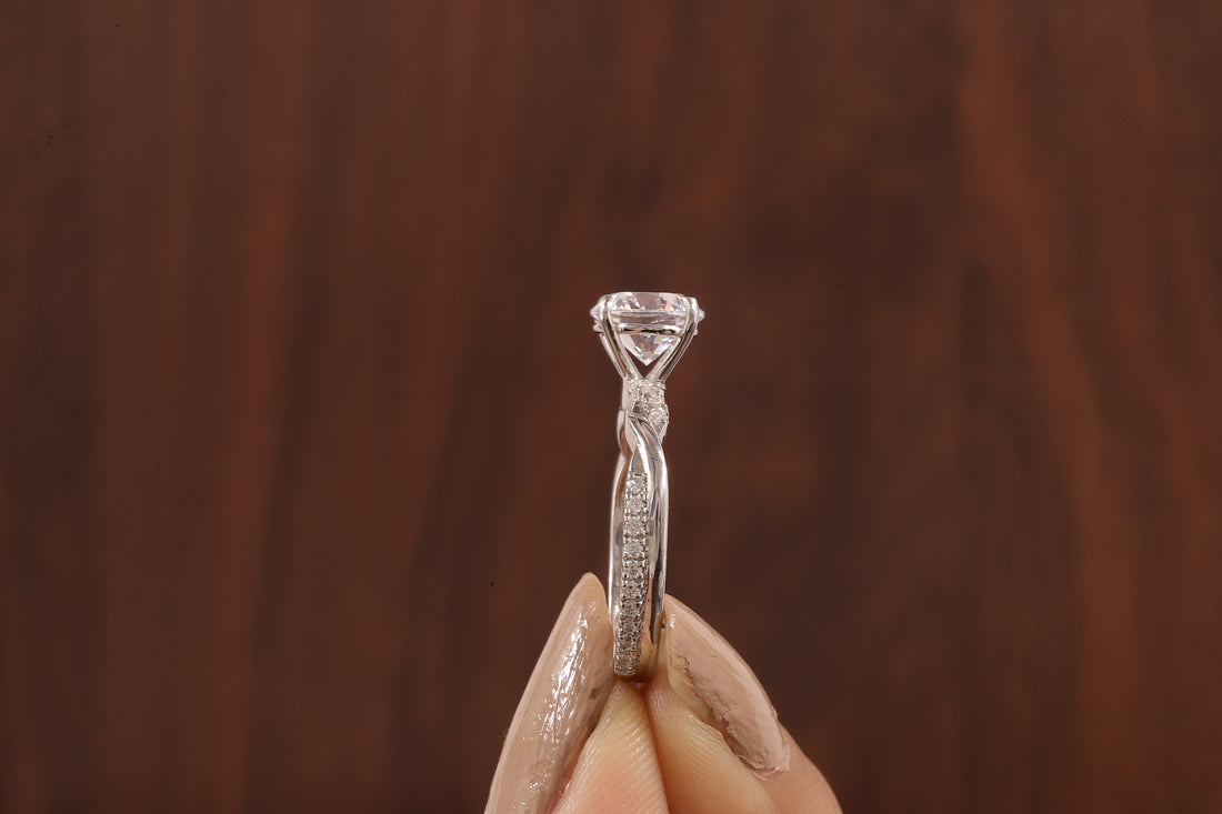 1.5 Carat Lab Grown Diamond, Twisted Engagement Ring, Vain Engagement Ring