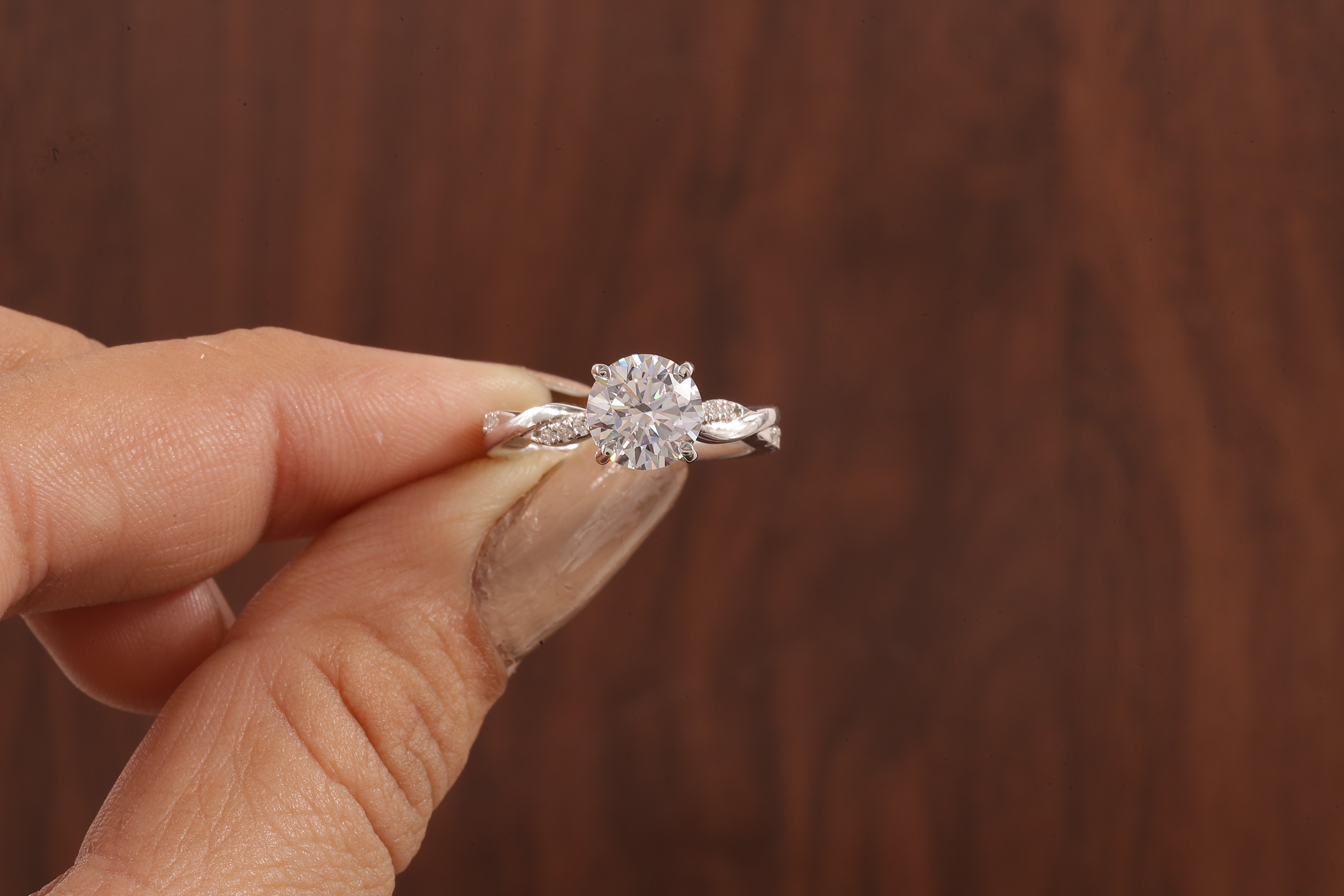 1.5 Carat Lab Grown Diamond, Twisted Engagement Ring, Vain Engagement Ring