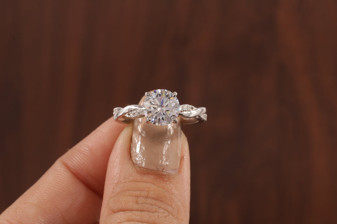 1.5 Carat Lab Grown Diamond, Twisted Engagement Ring, Vain Engagement Ring