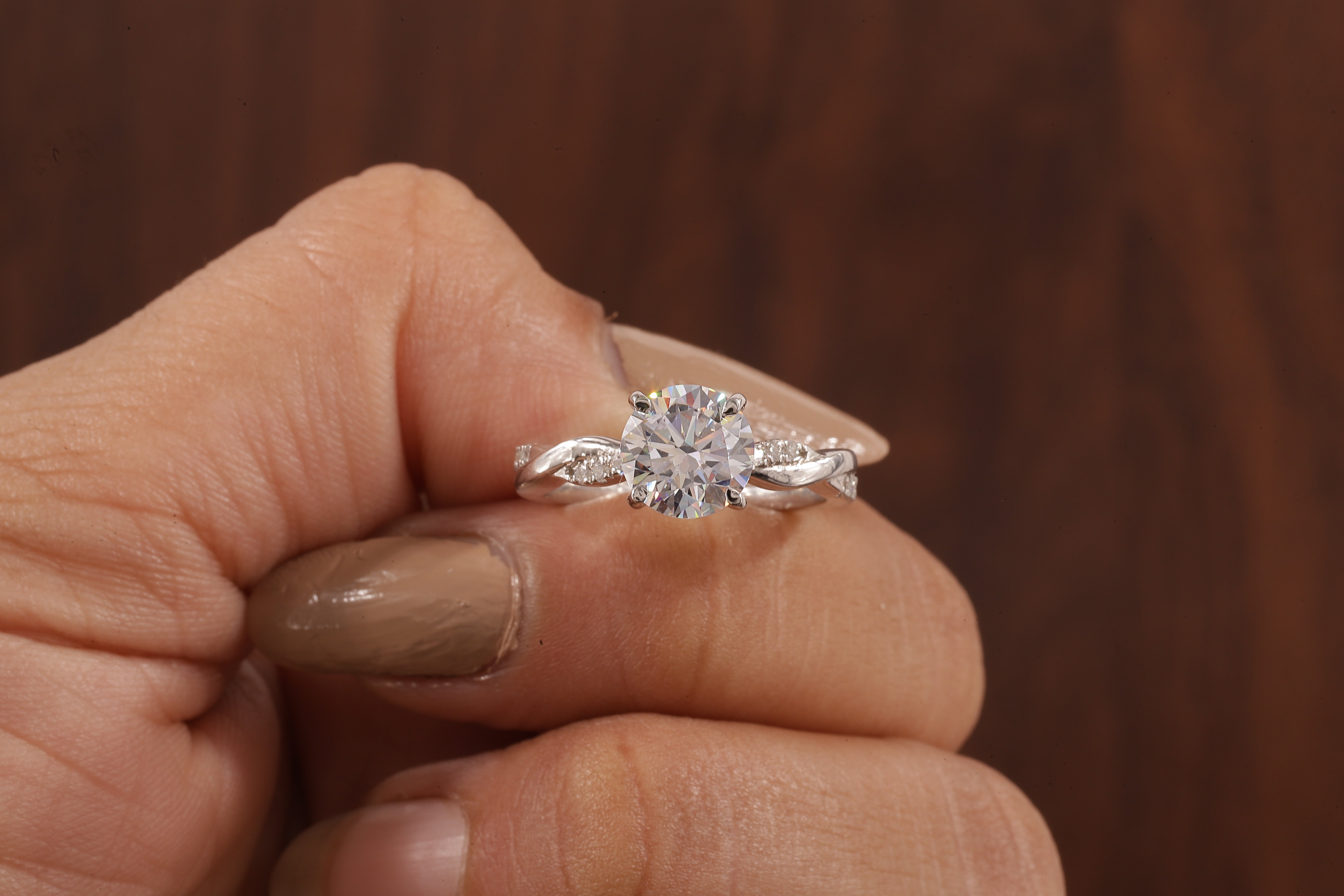 1.5 Carat Lab Grown Diamond, Twisted Engagement Ring, Vain Engagement Ring