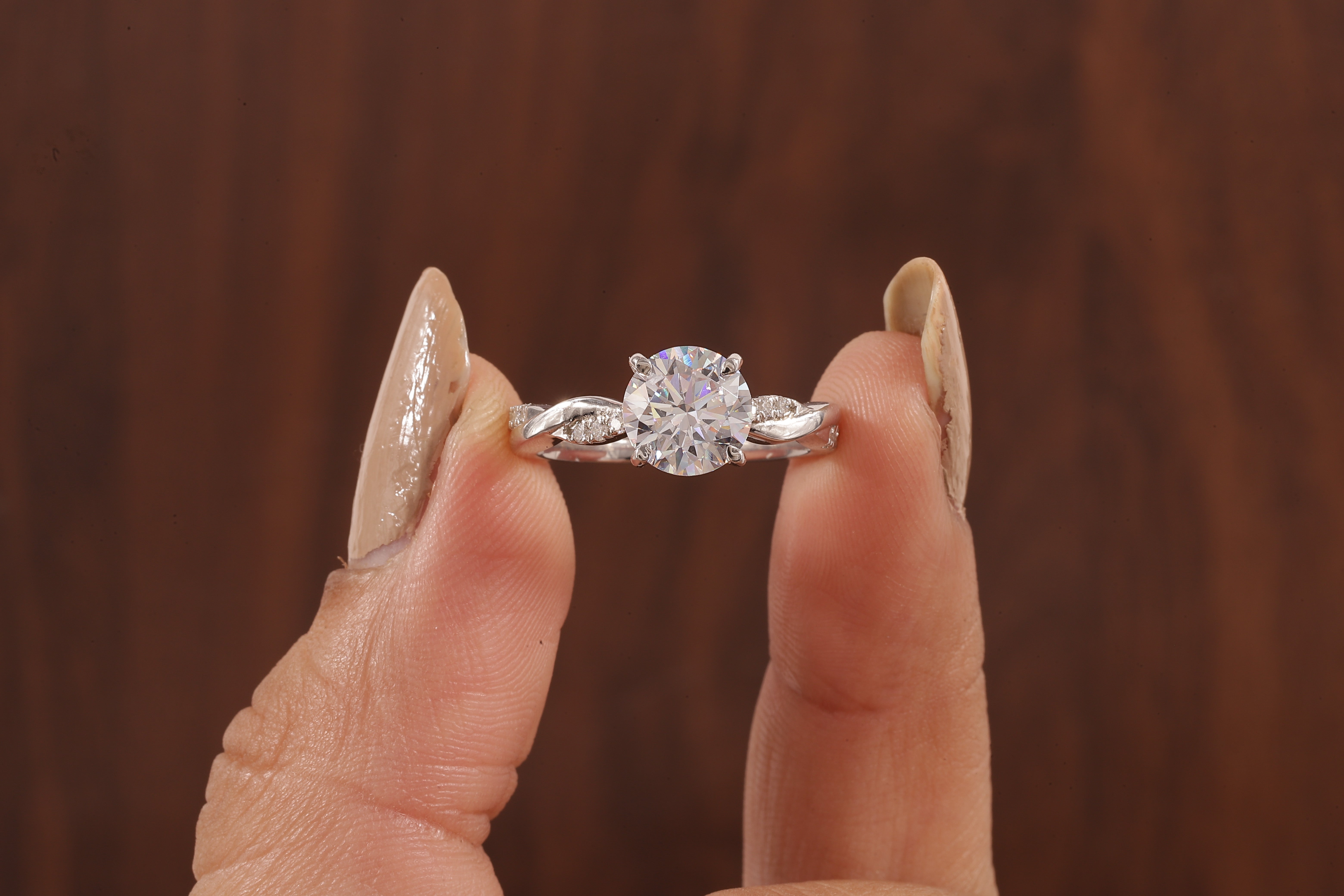 1.5 Carat Lab Grown Diamond, Twisted Engagement Ring, Vain Engagement Ring