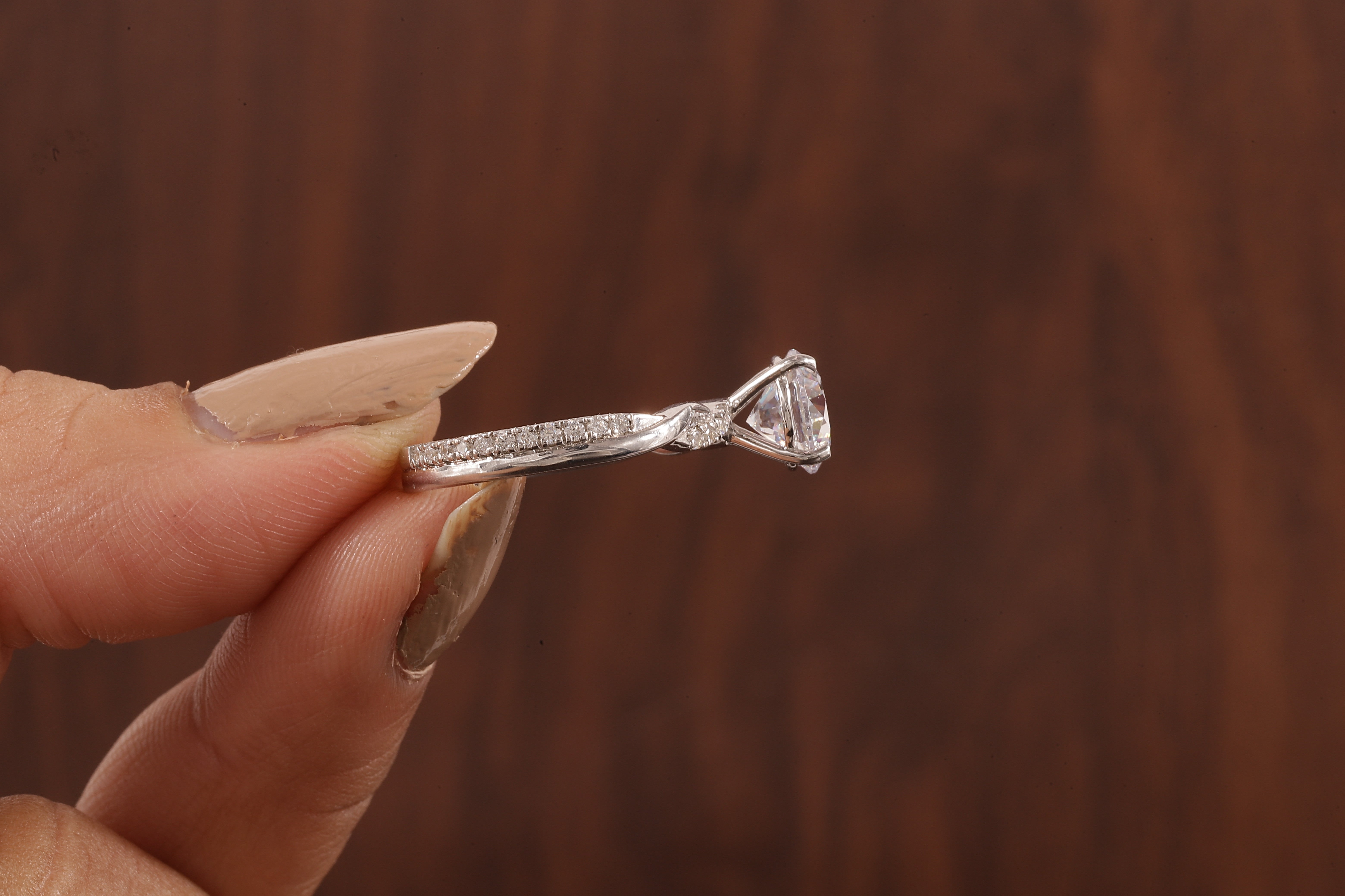 1.5 Carat Lab Grown Diamond, Twisted Engagement Ring, Vain Engagement Ring