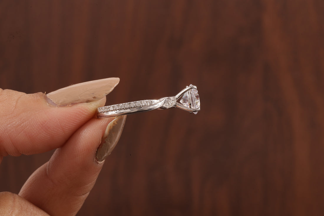 1.5 Carat Lab Grown Diamond, Twisted Engagement Ring, Vain Engagement Ring