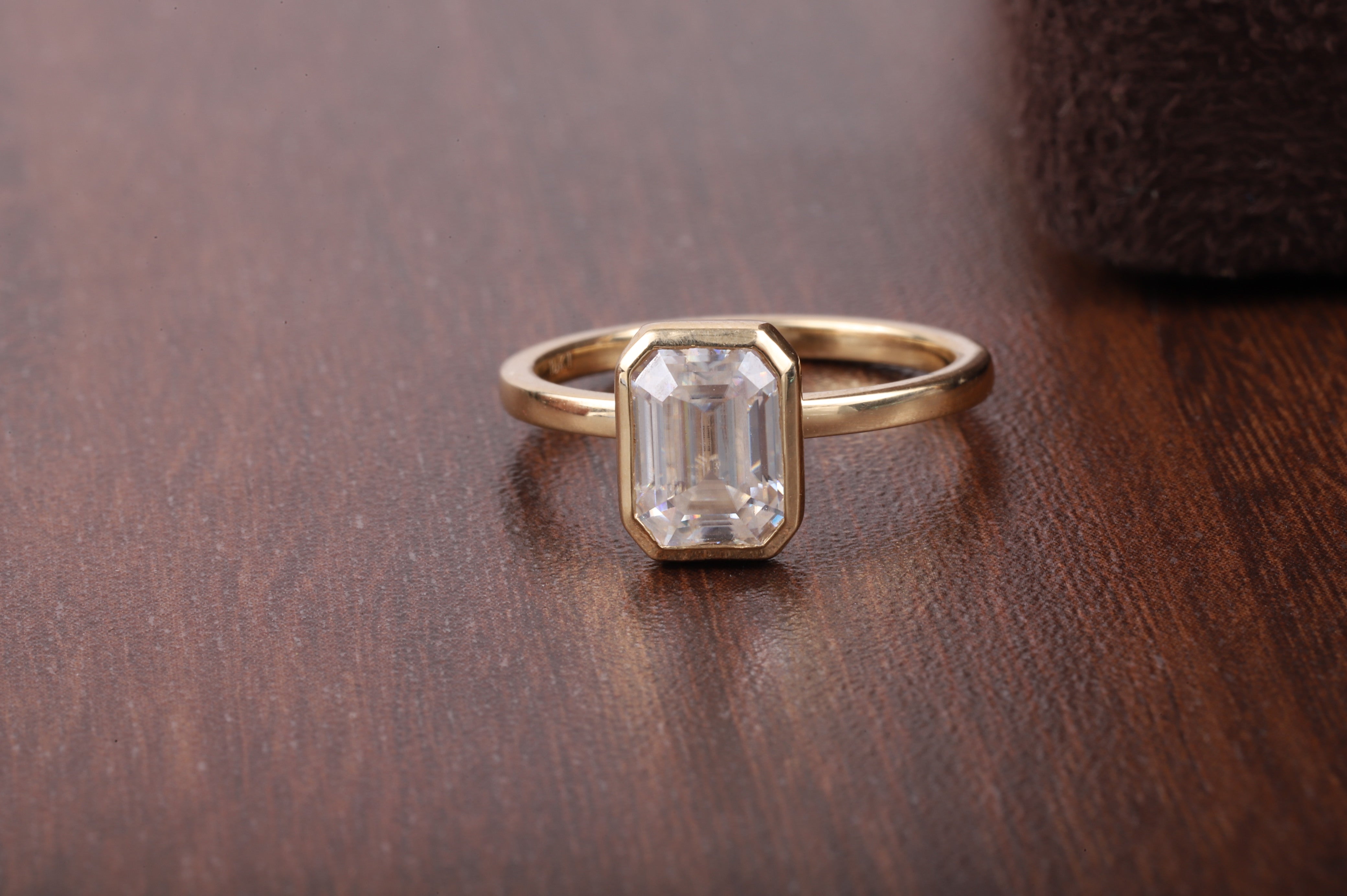 Emerald Cut Lab Grown Diamond Solitaire Ring with 14K Gold