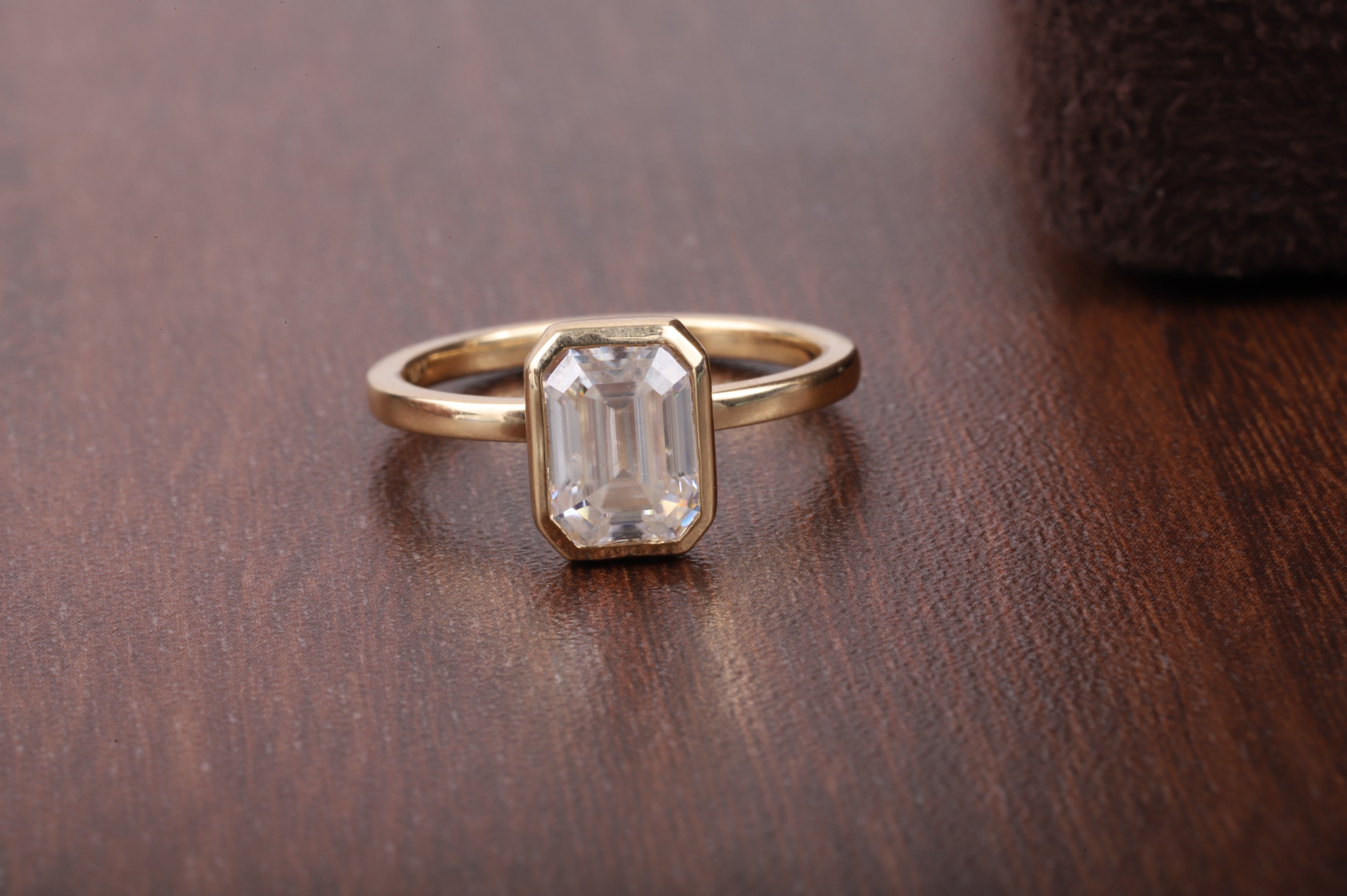 Emerald Cut Lab Grown Diamond Solitaire Ring with 14K Gold