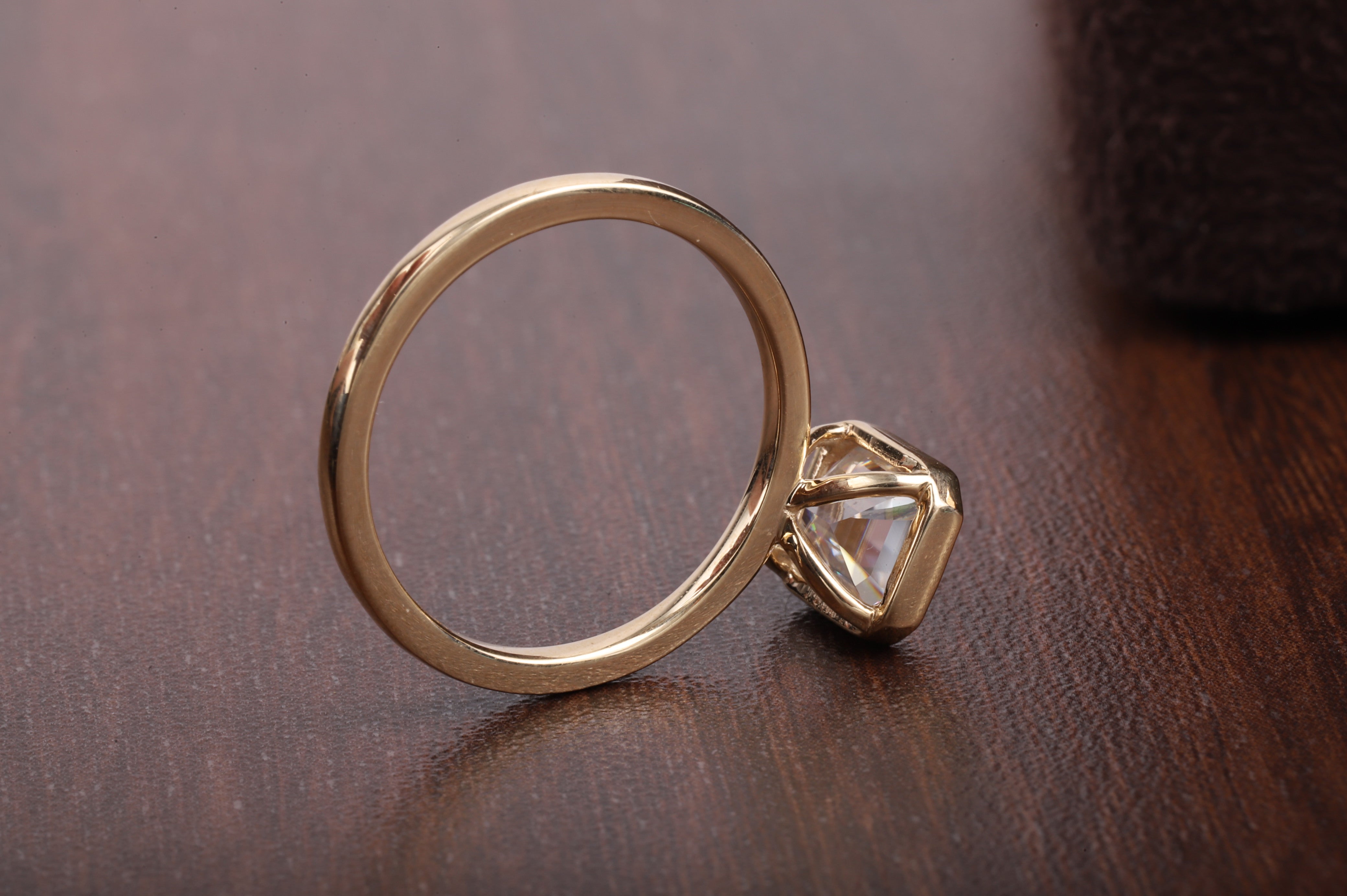 Emerald Cut Lab Grown Diamond Solitaire Ring with 14K Gold