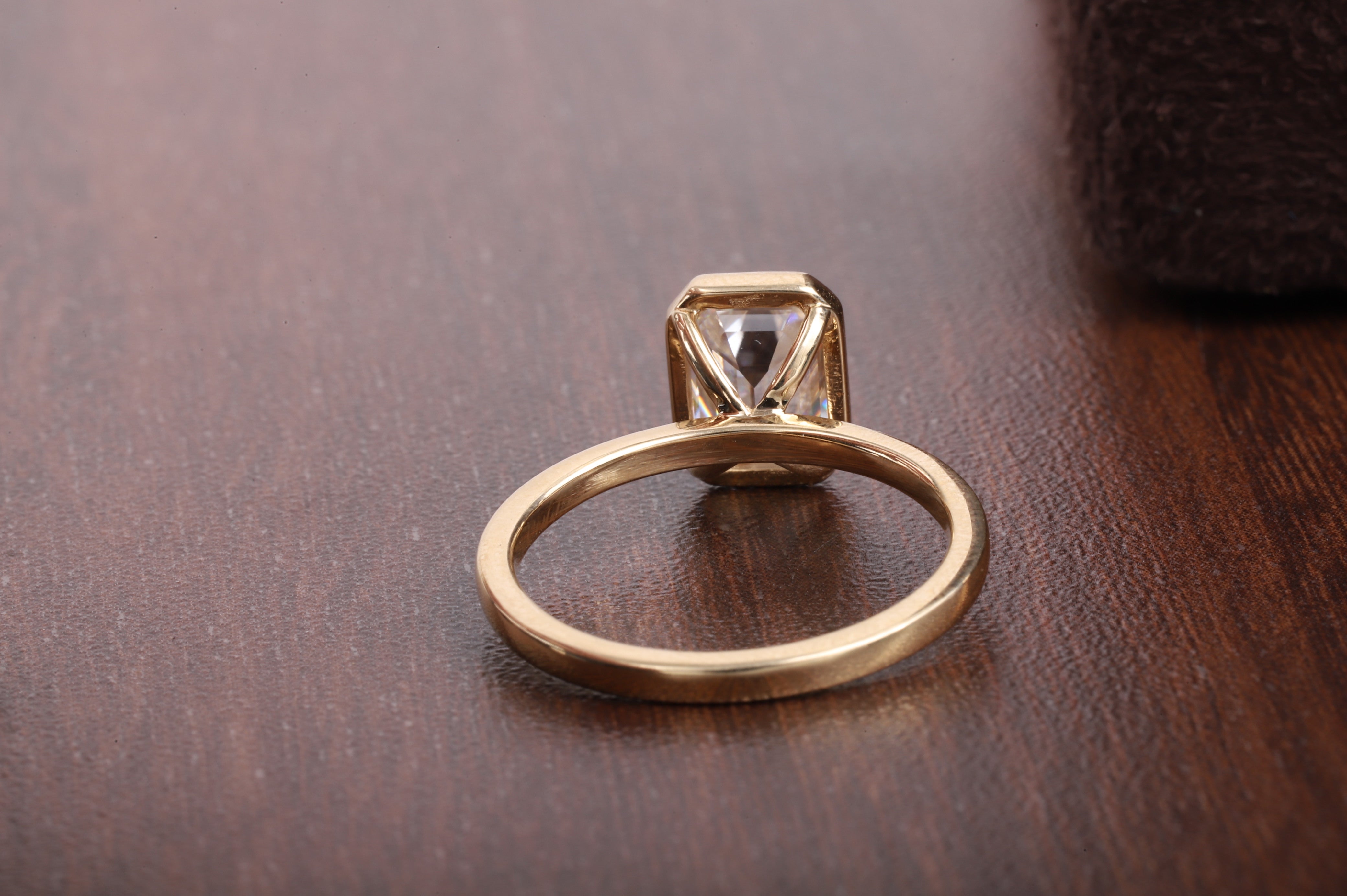 Emerald Cut Lab Grown Diamond Solitaire Ring with 14K Gold