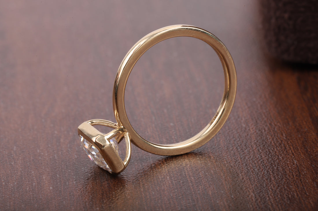 Emerald Cut Lab Grown Diamond Solitaire Ring with 14K Gold