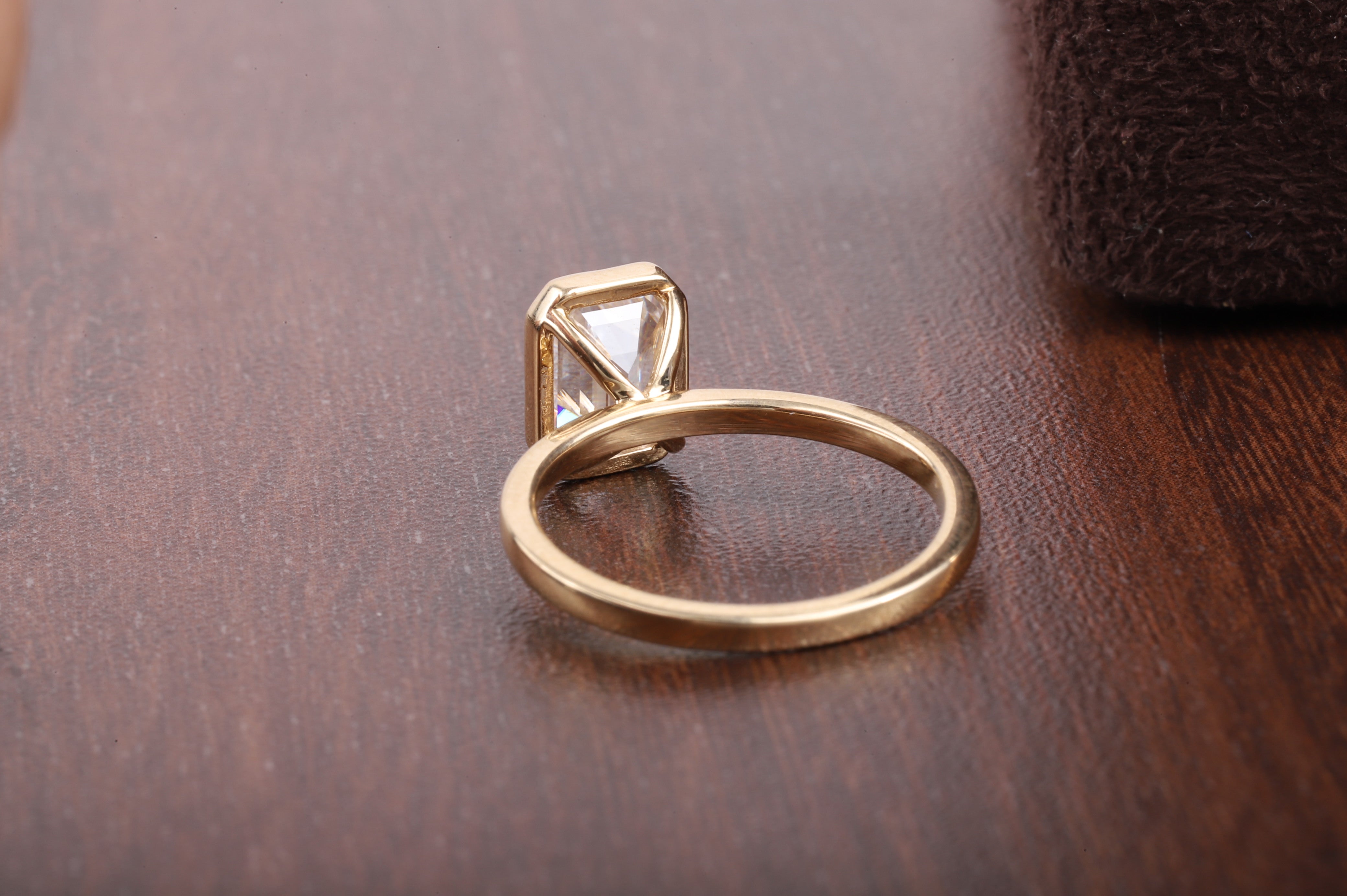 Emerald Cut Lab Grown Diamond Solitaire Ring with 14K Gold