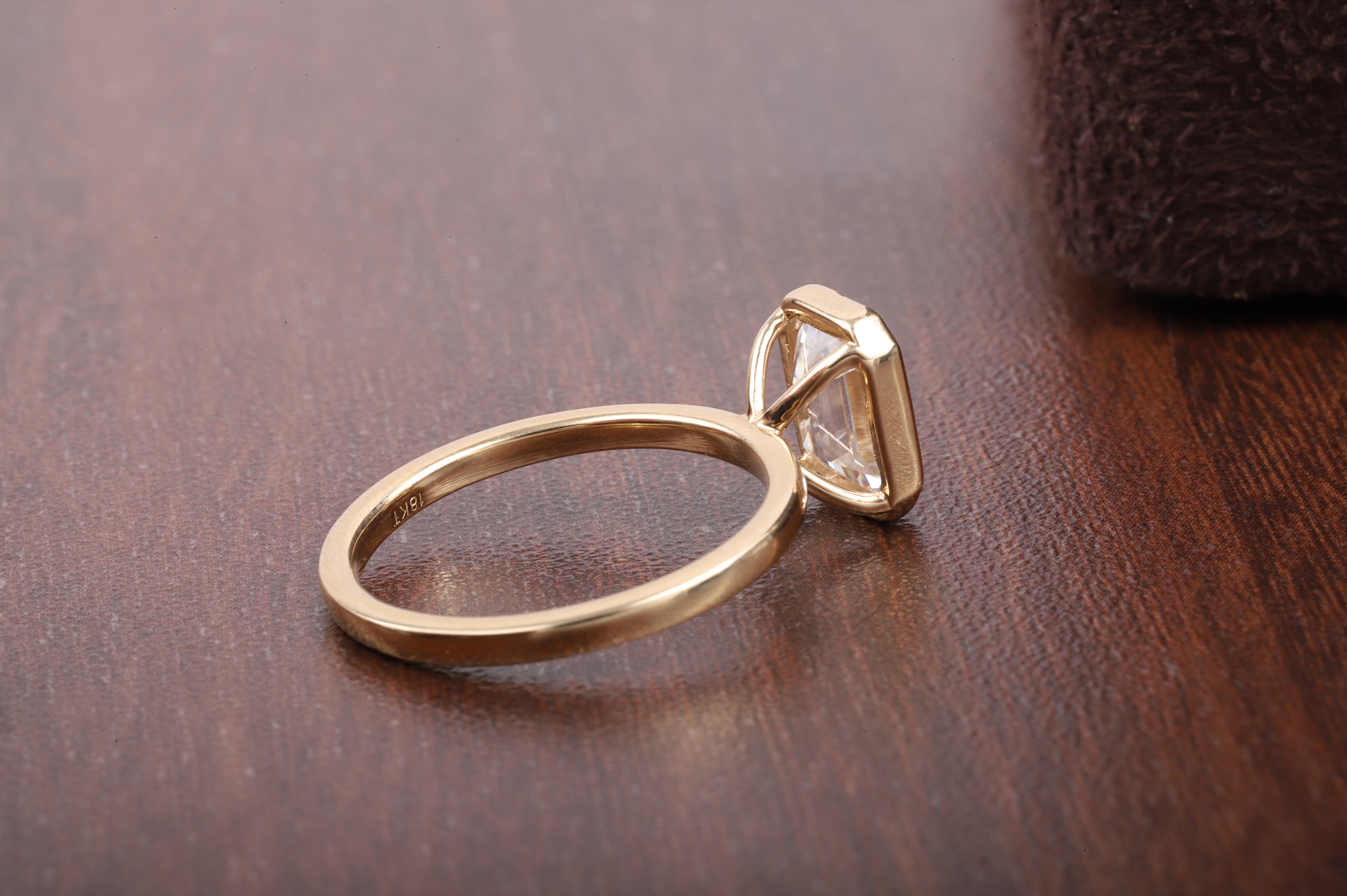 Emerald Cut Lab Grown Diamond Solitaire Ring with 14K Gold