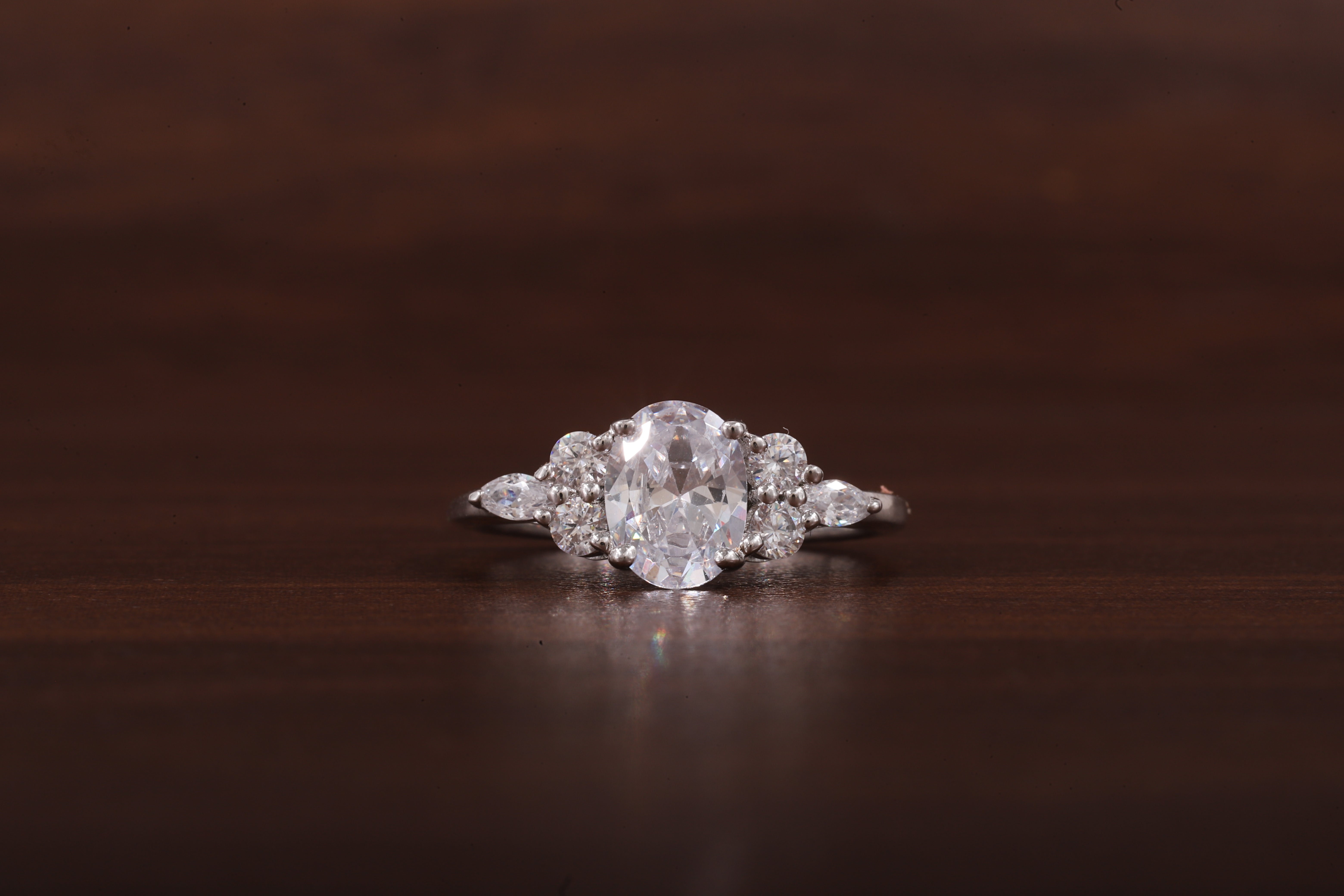 Oval Moissanite Bridal Ring, 1.25CT Moissanite Engagement Ring