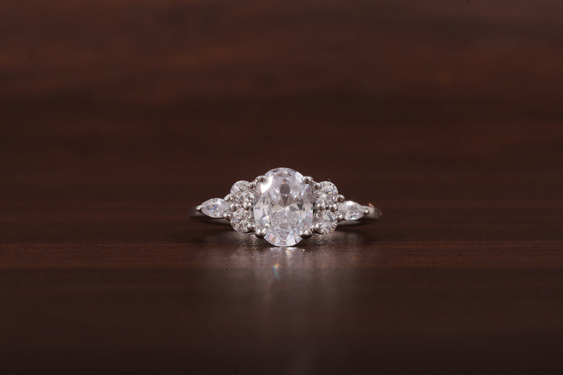 Oval Moissanite Bridal Ring, 1.25CT Moissanite Engagement Ring